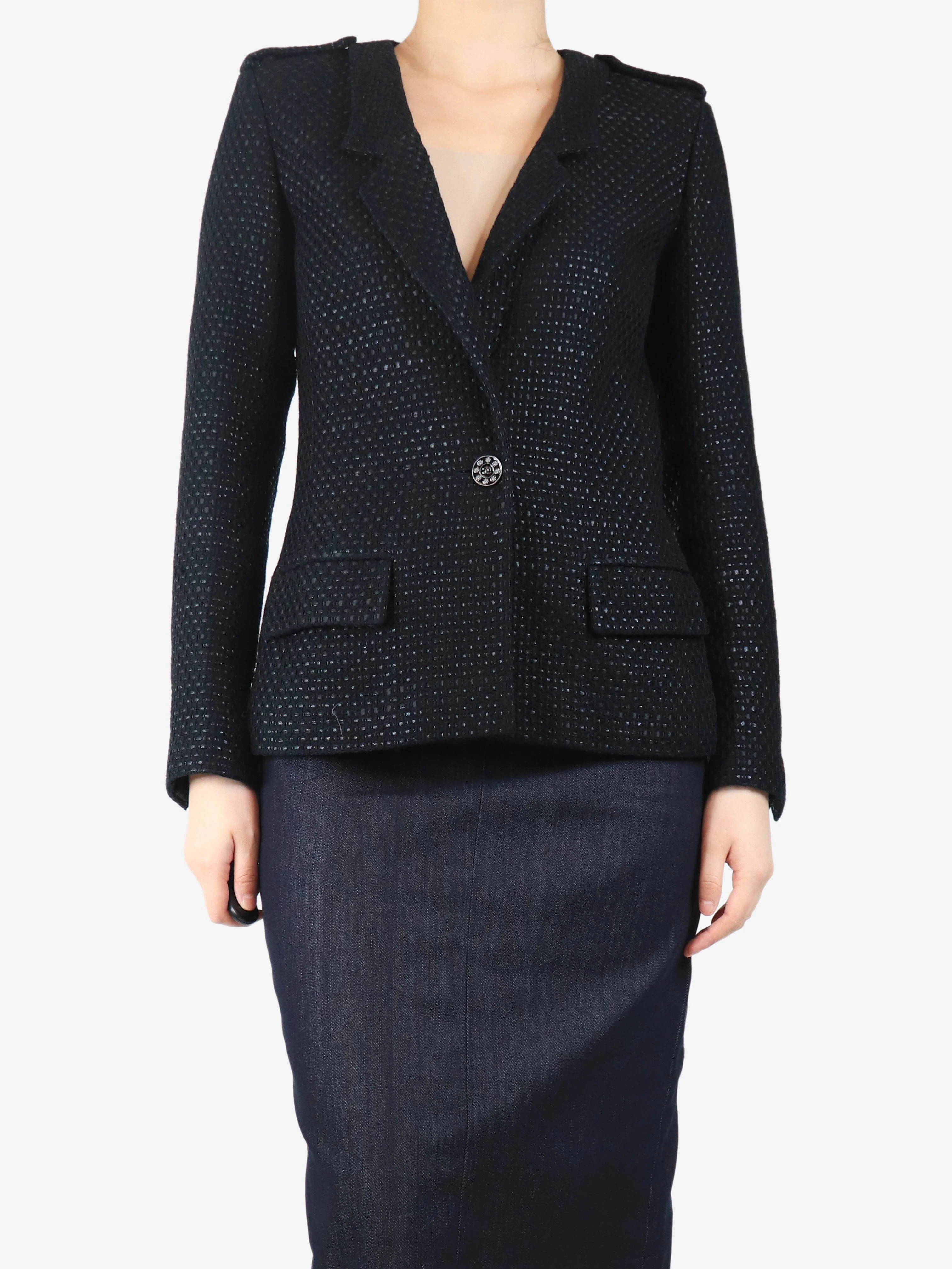 2016 black tweed jacket - size UK 8