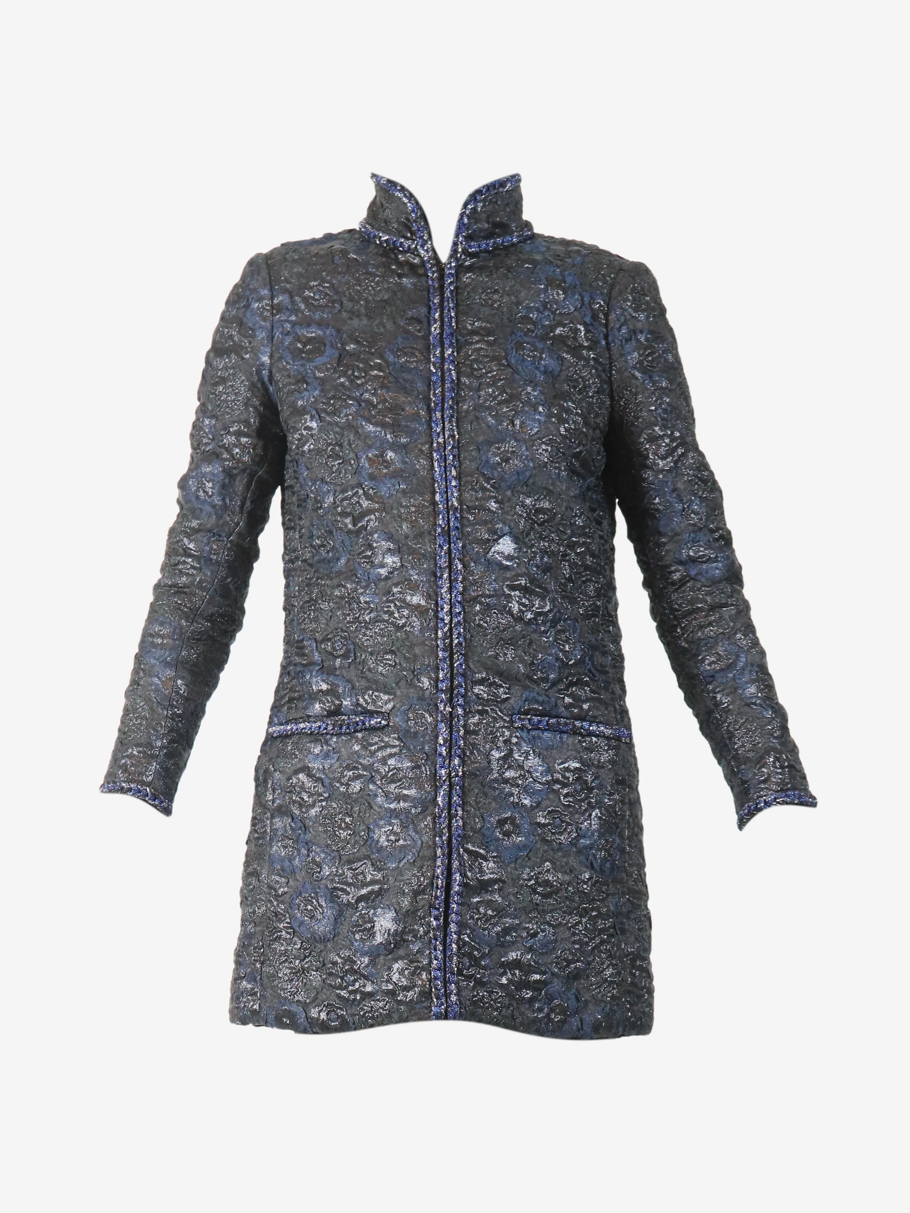 2016 metallic floral jacquard coat - size UK 6 - Image 6