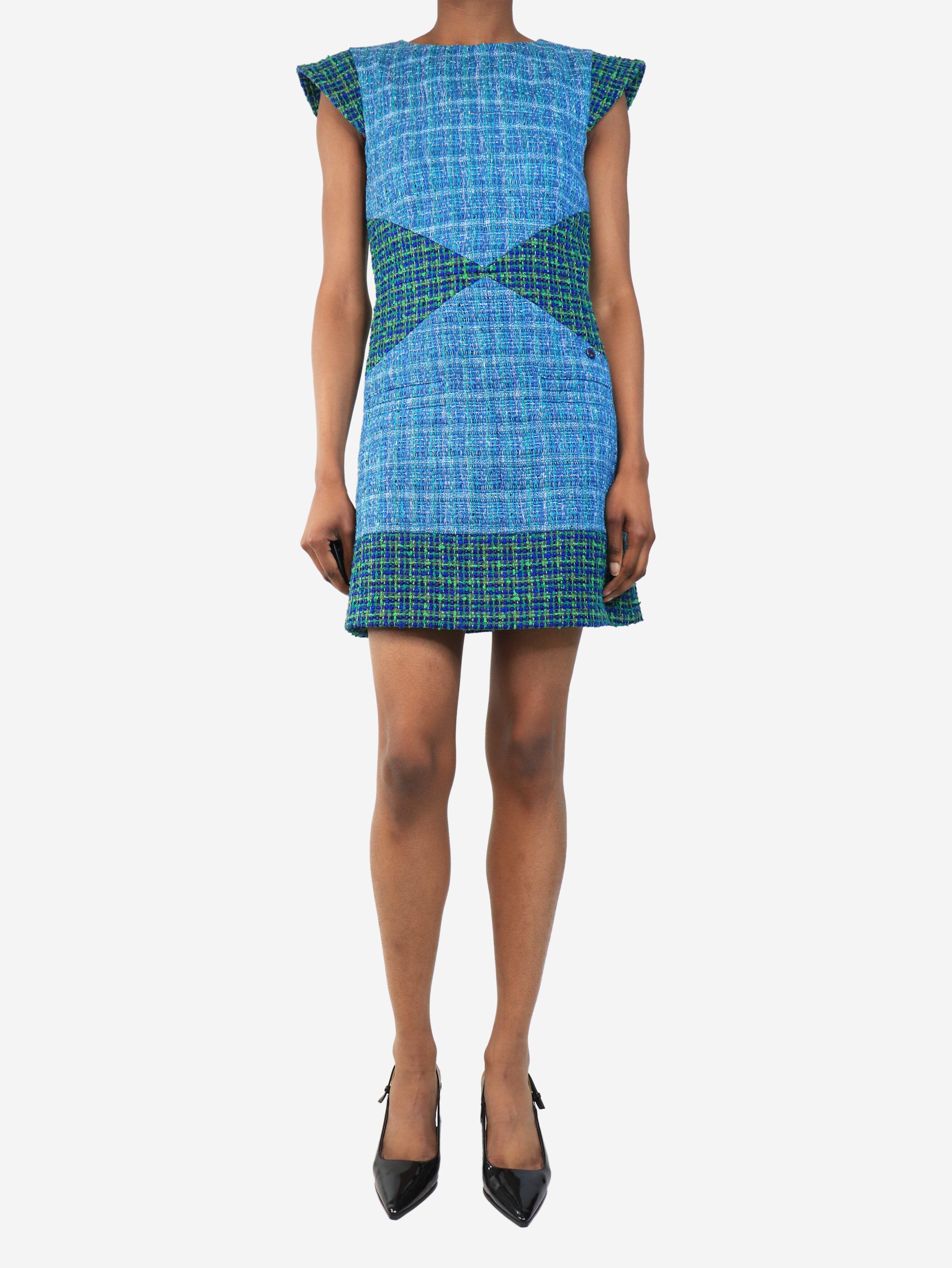 2017/2018 Cruise Collection blue and green tweed shift dress - size UK 6 - Image 3