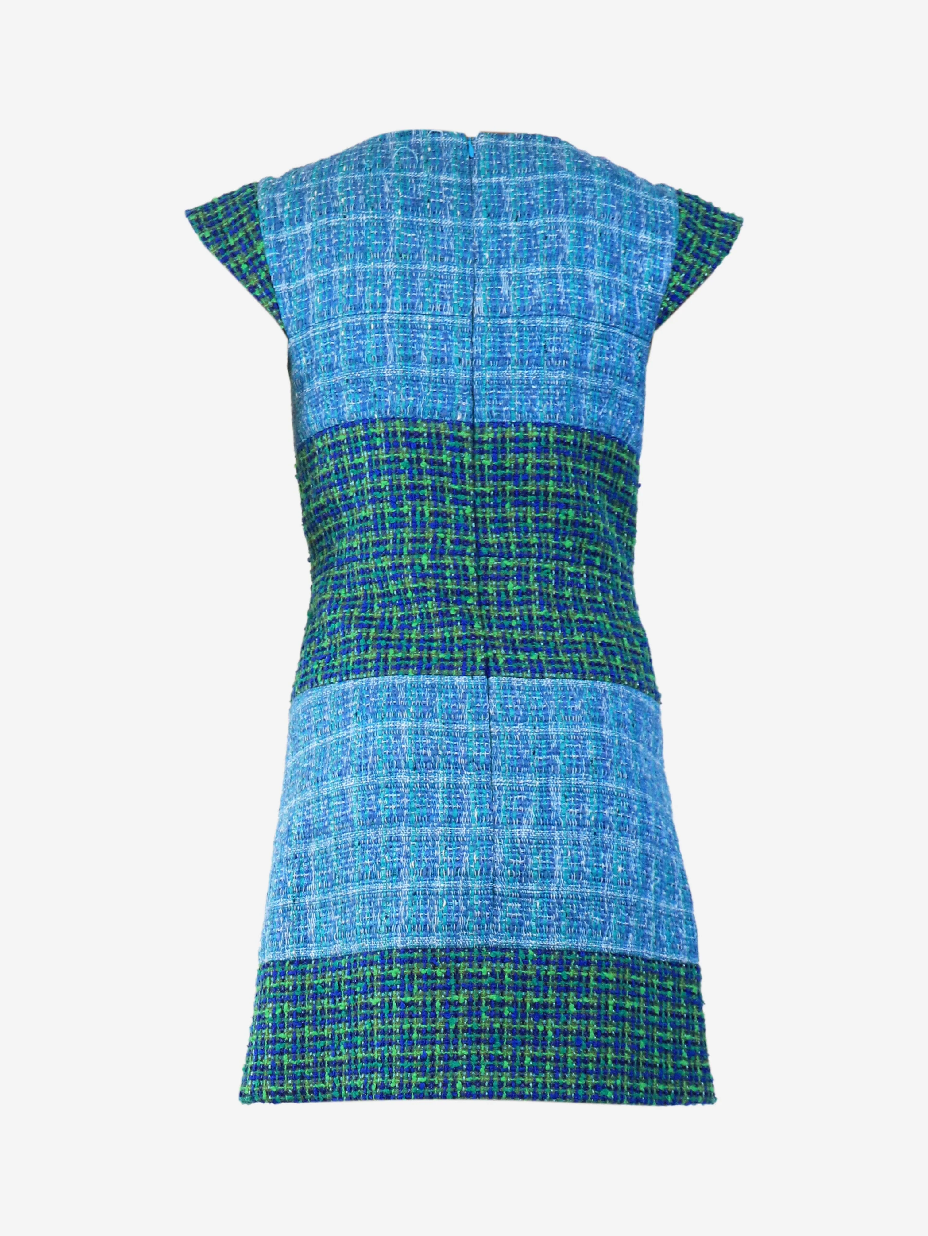 2017/2018 Cruise Collection blue and green tweed shift dress - size UK 6 - Image 5