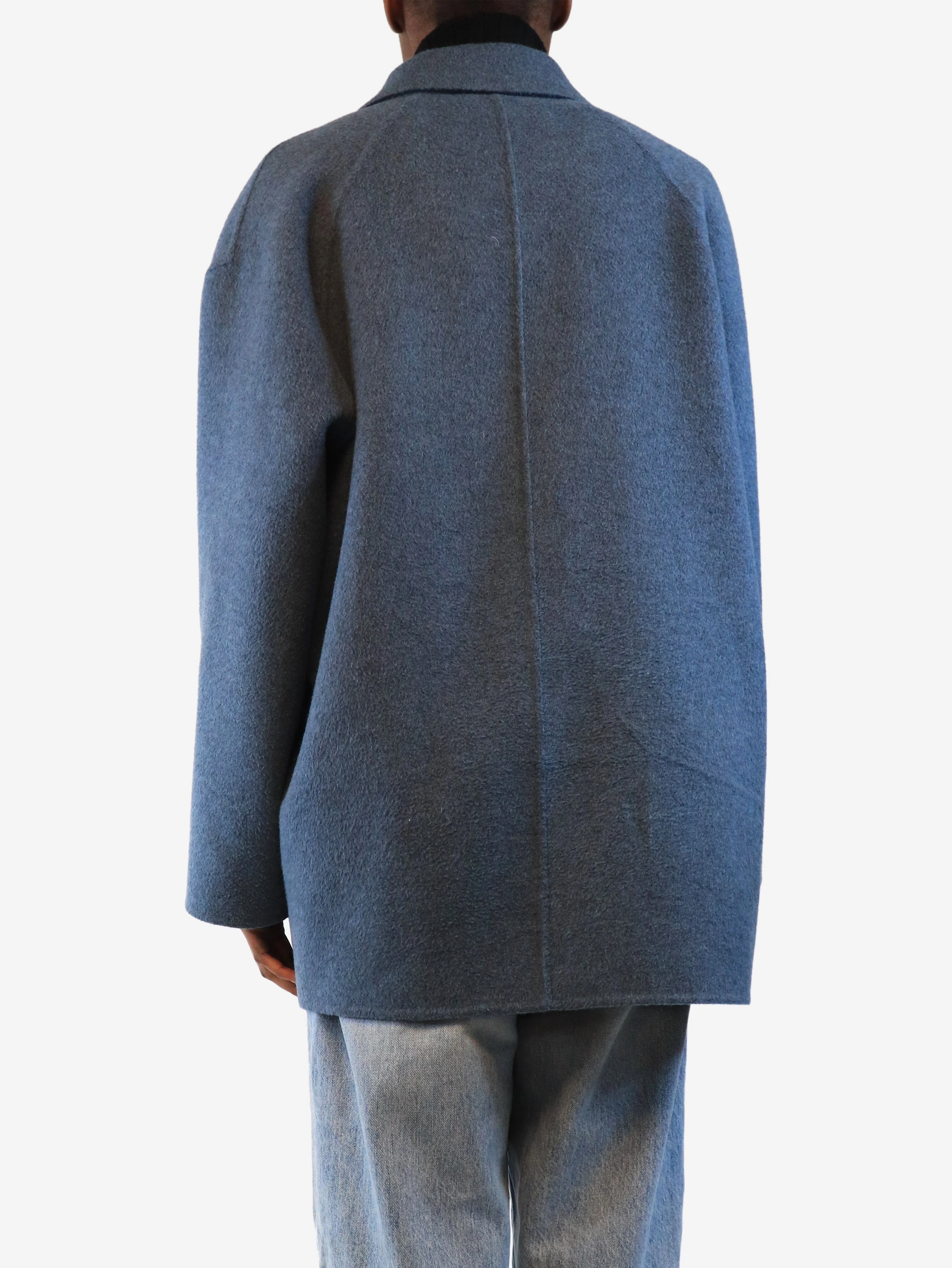 Blue double-breasted wool coat - size UK 4 - Image 2