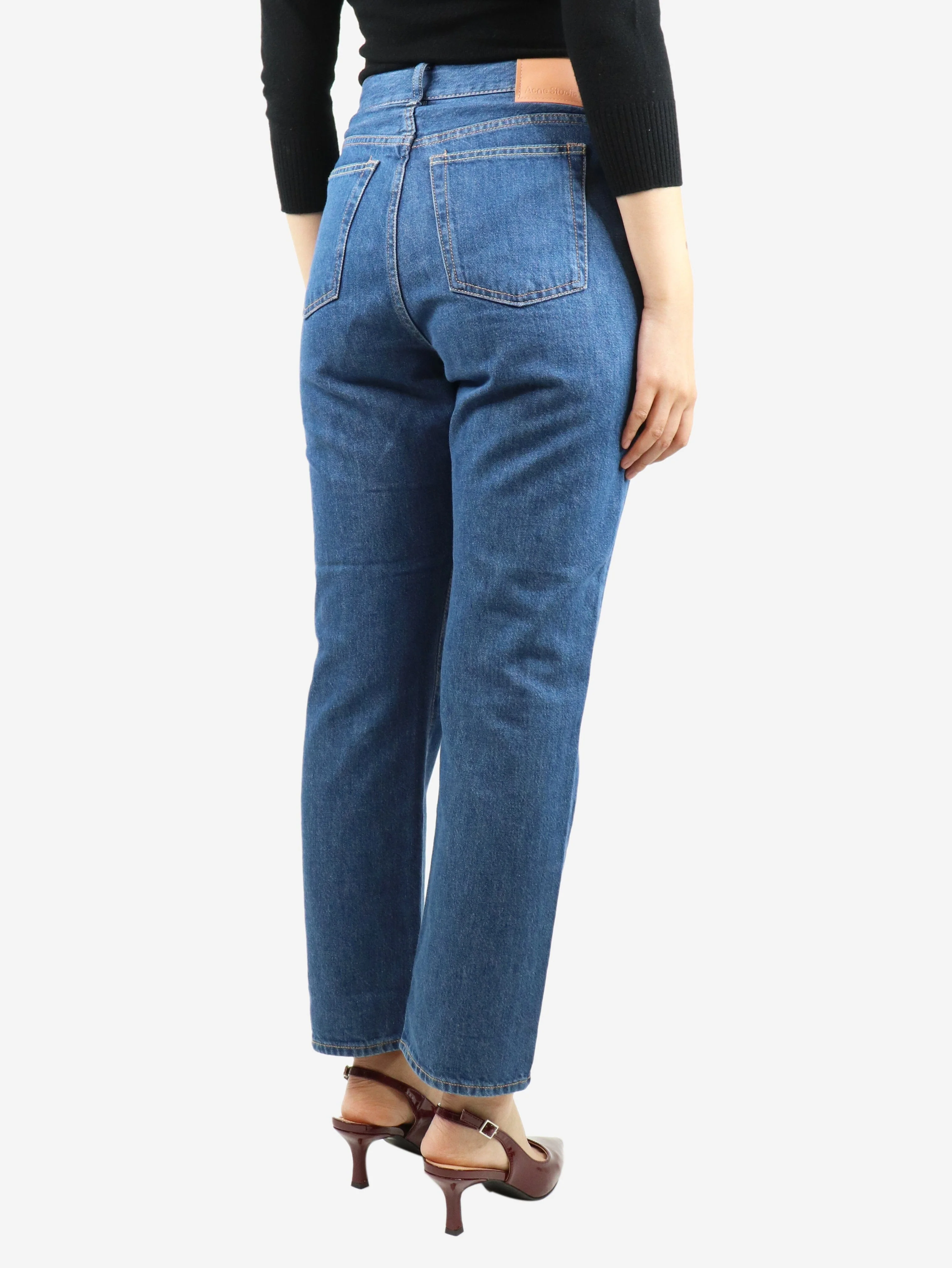 Blue high-rise straight-leg jeans - size UK 12 - Image 2