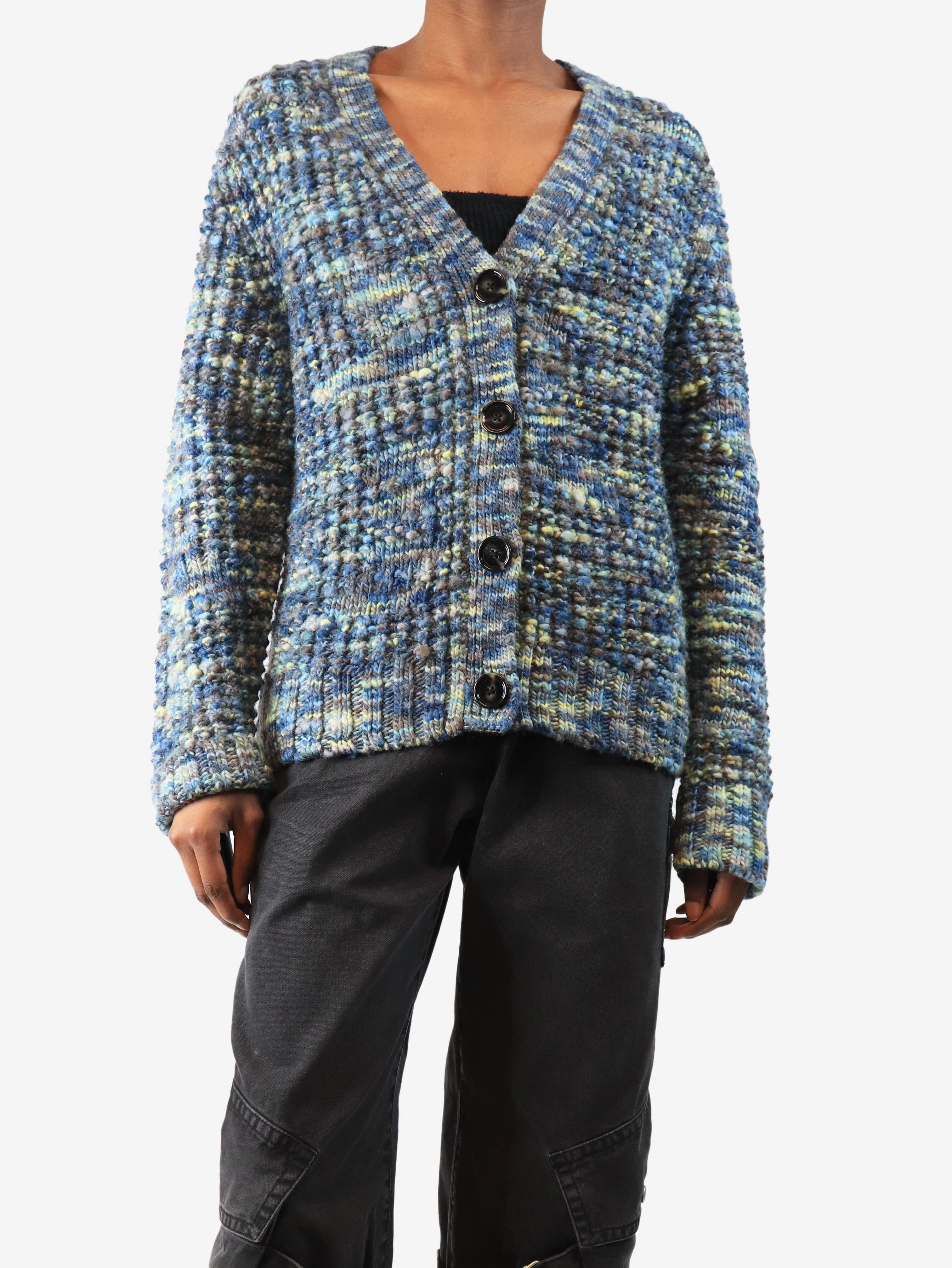 Blue Keatrice speckled-knit wool cardigan - size XS - Image 3