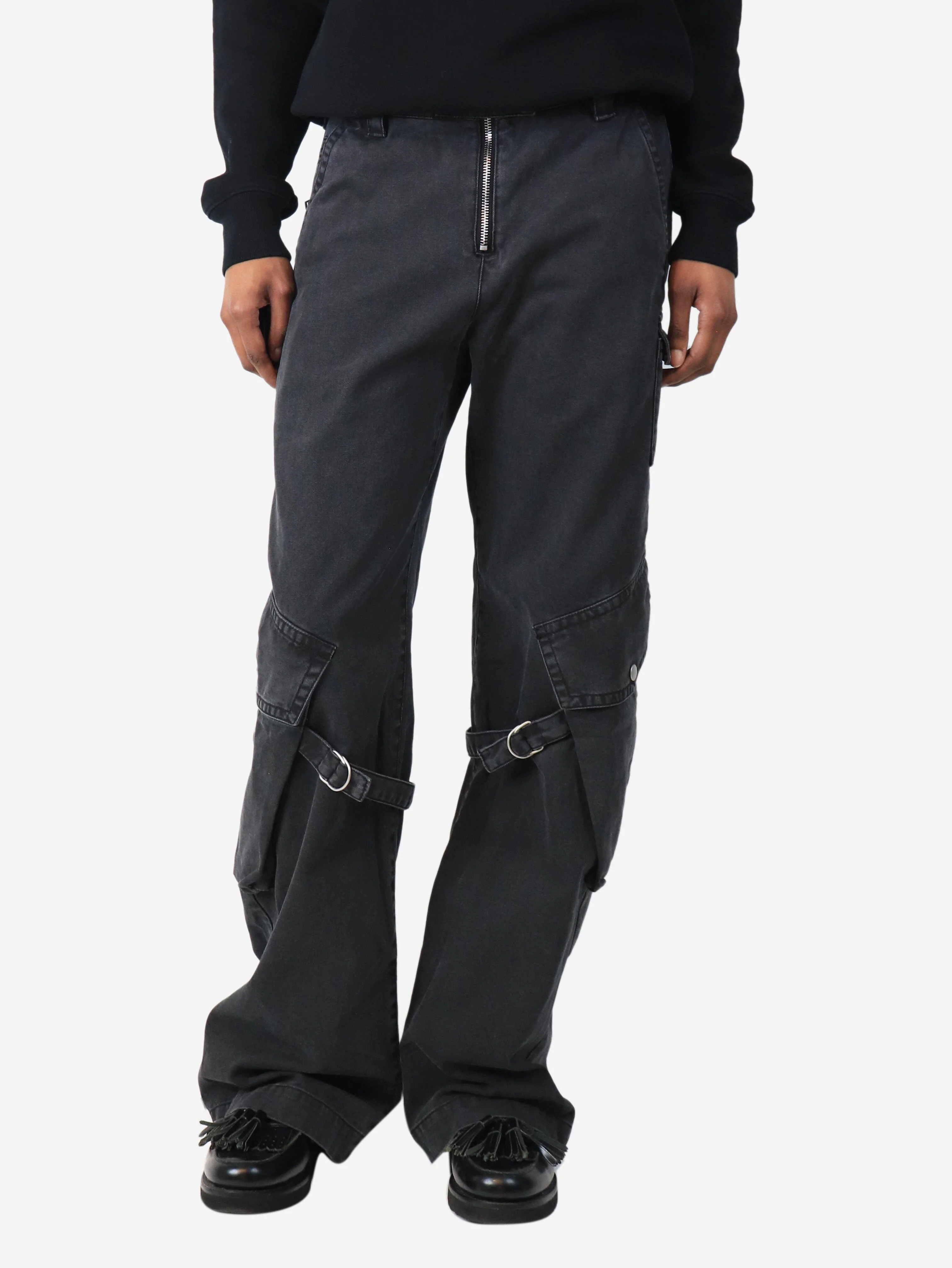 Charcoal grey cargo trousers - size UK 8