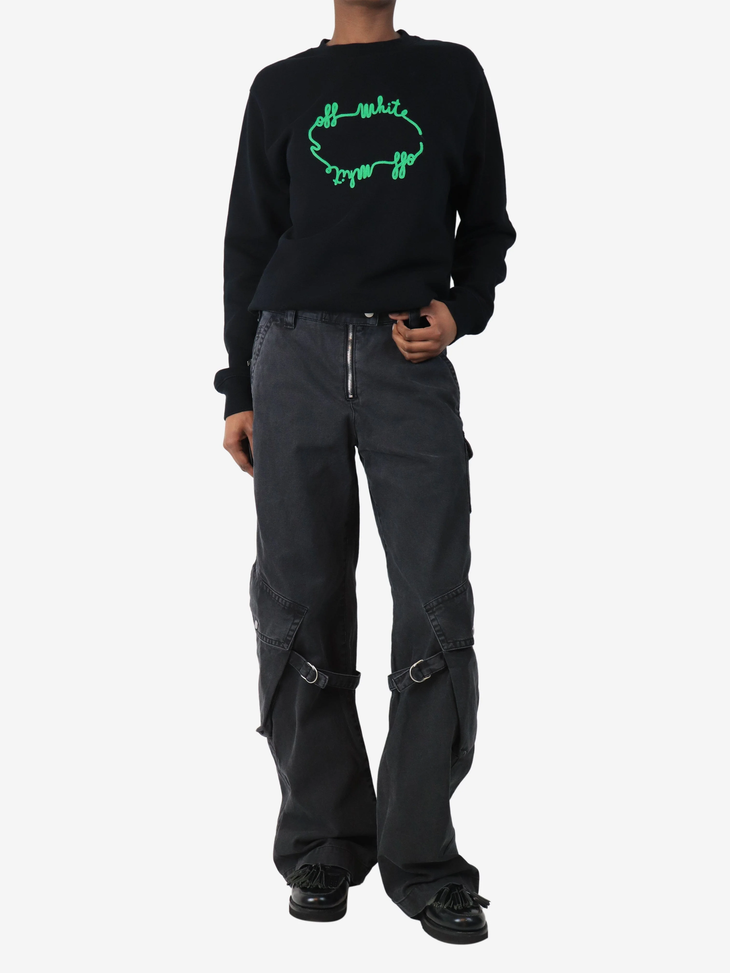 Charcoal grey cargo trousers - size UK 8 - Image 2