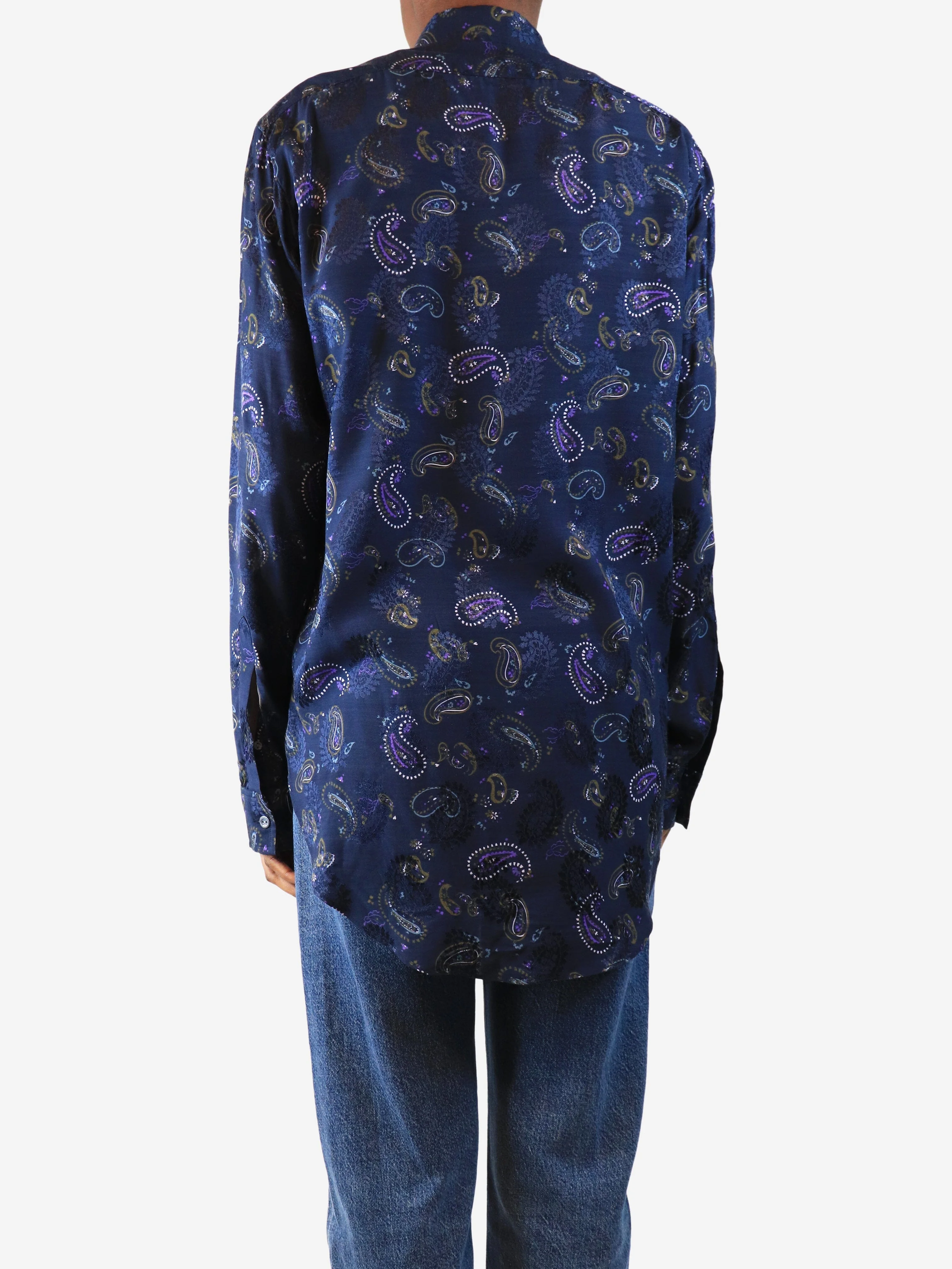 Dark blue paisley shirt - size UK 6 - Image 2