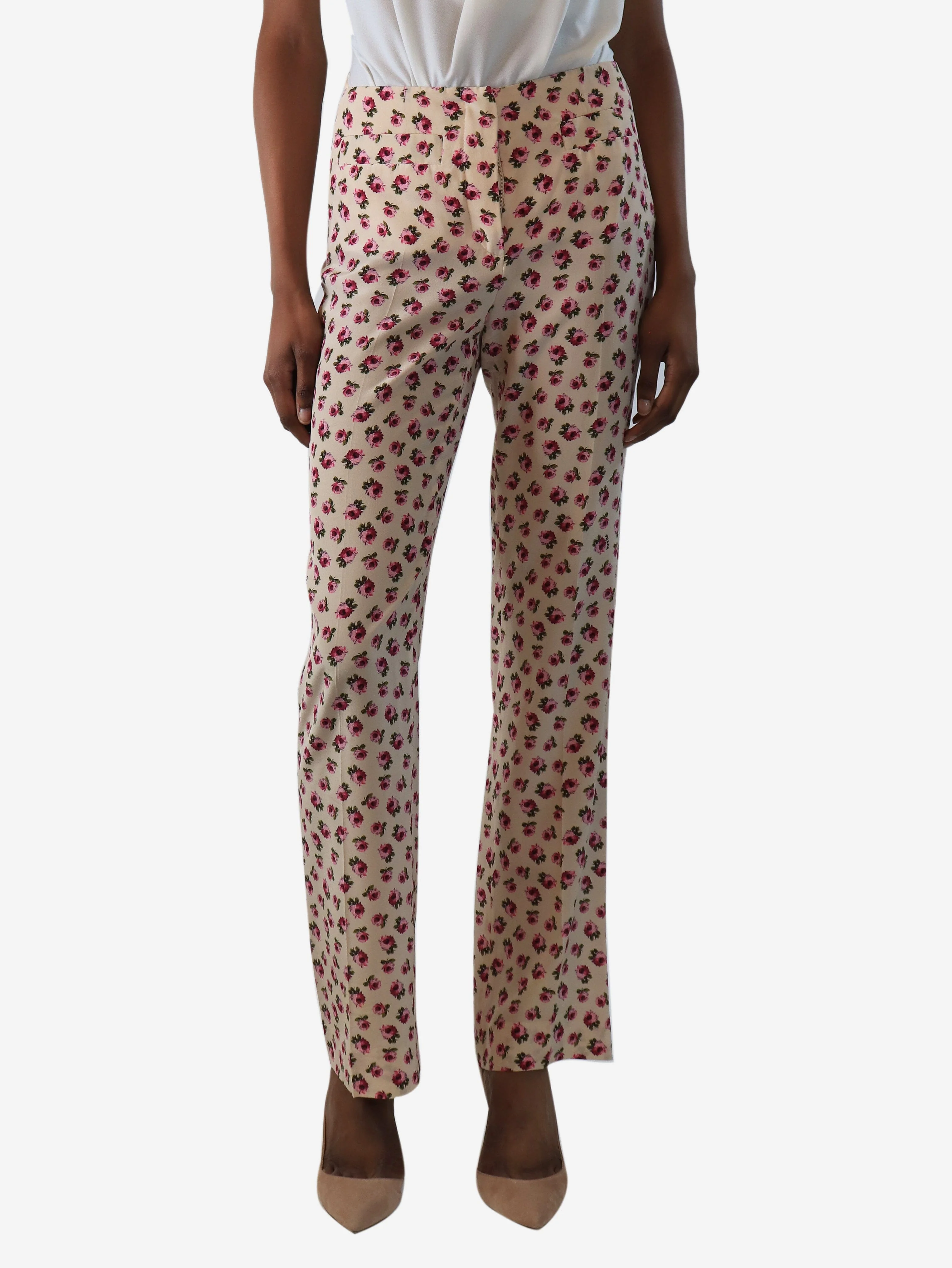Pink marble-print elasticated trousers - size XXS