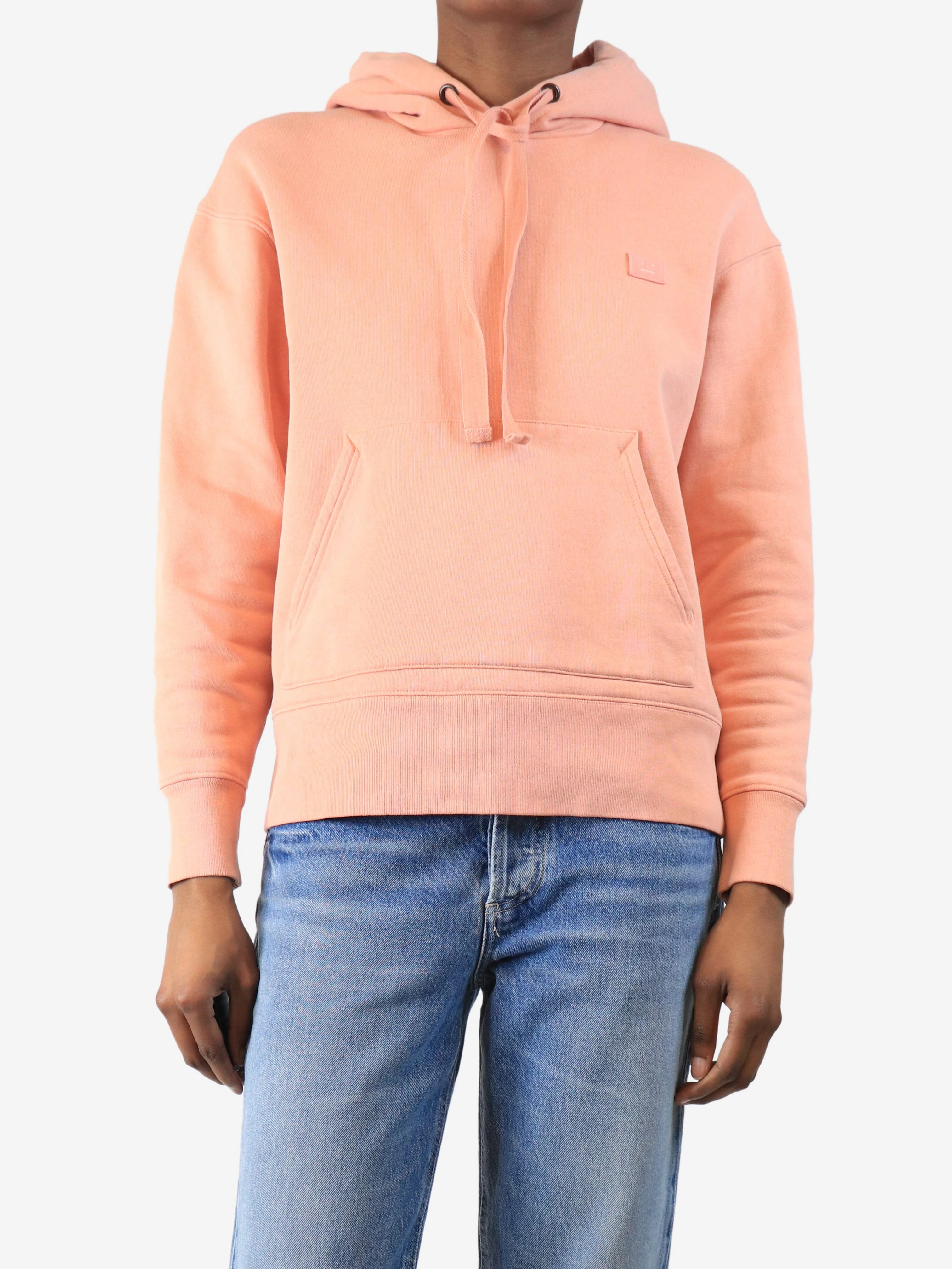 Salmon pink smiley face hoodie - size XXS - Image 4