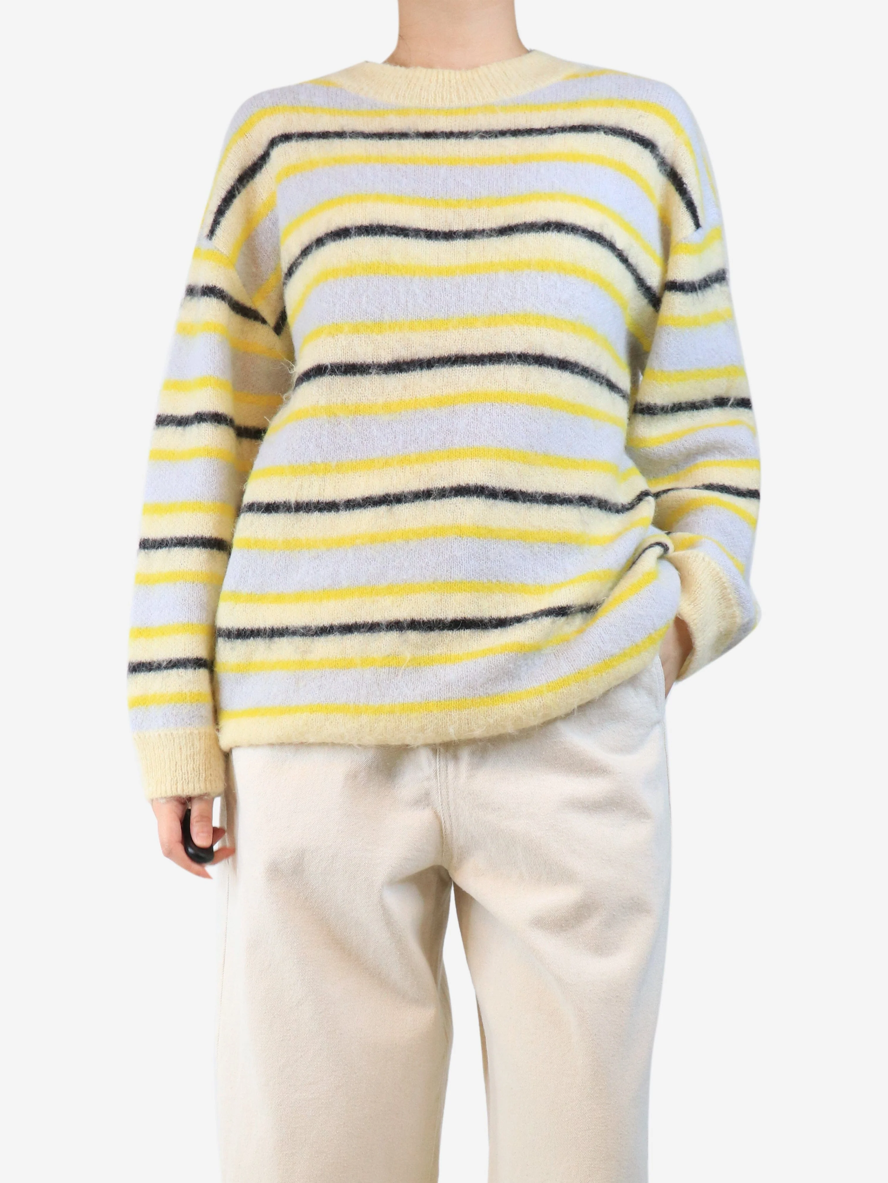 Yellow stripe knit jumper - size S - Image 3