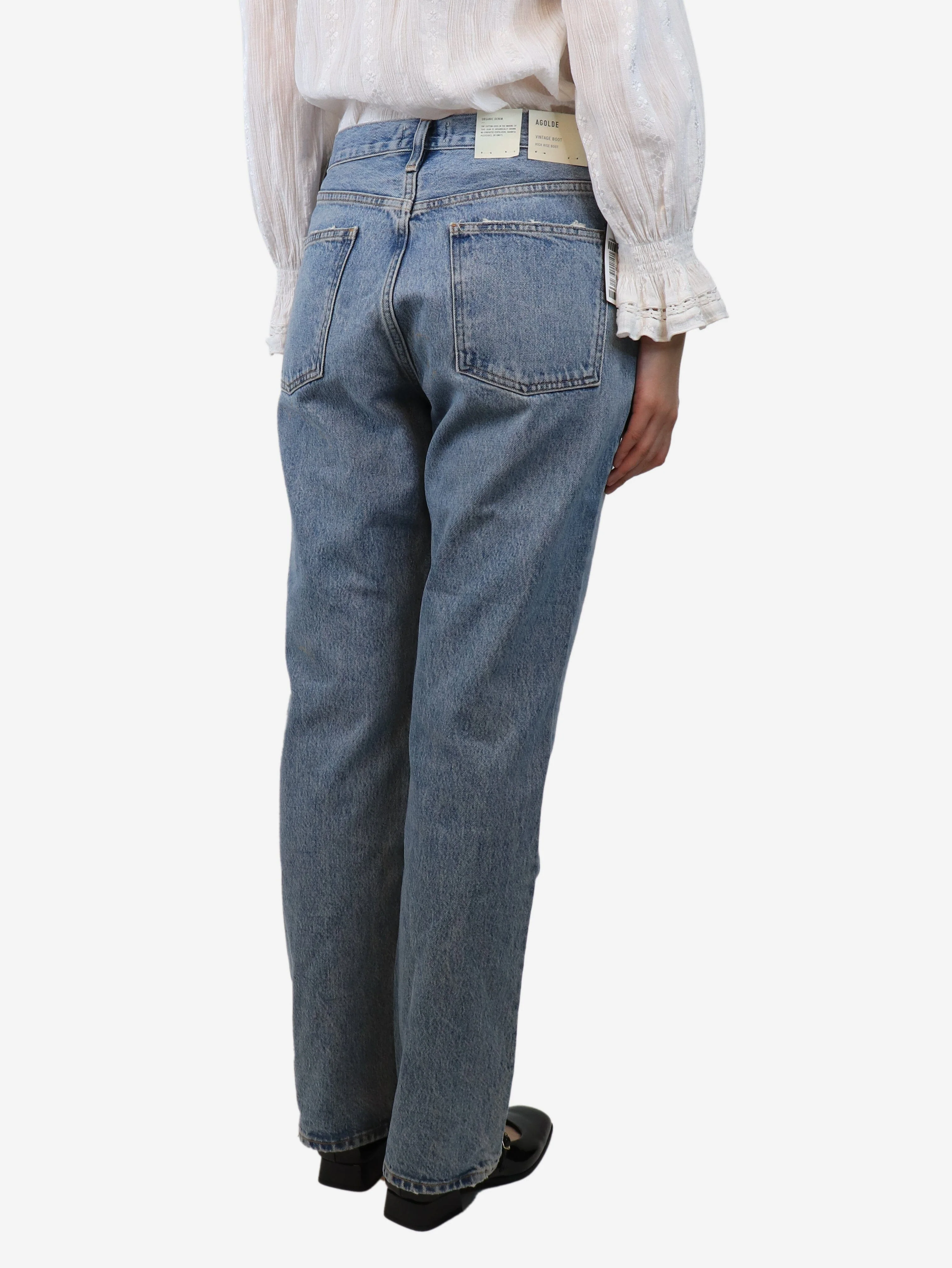 Blue high-rise bootcut jeans - size UK 12 - Image 3