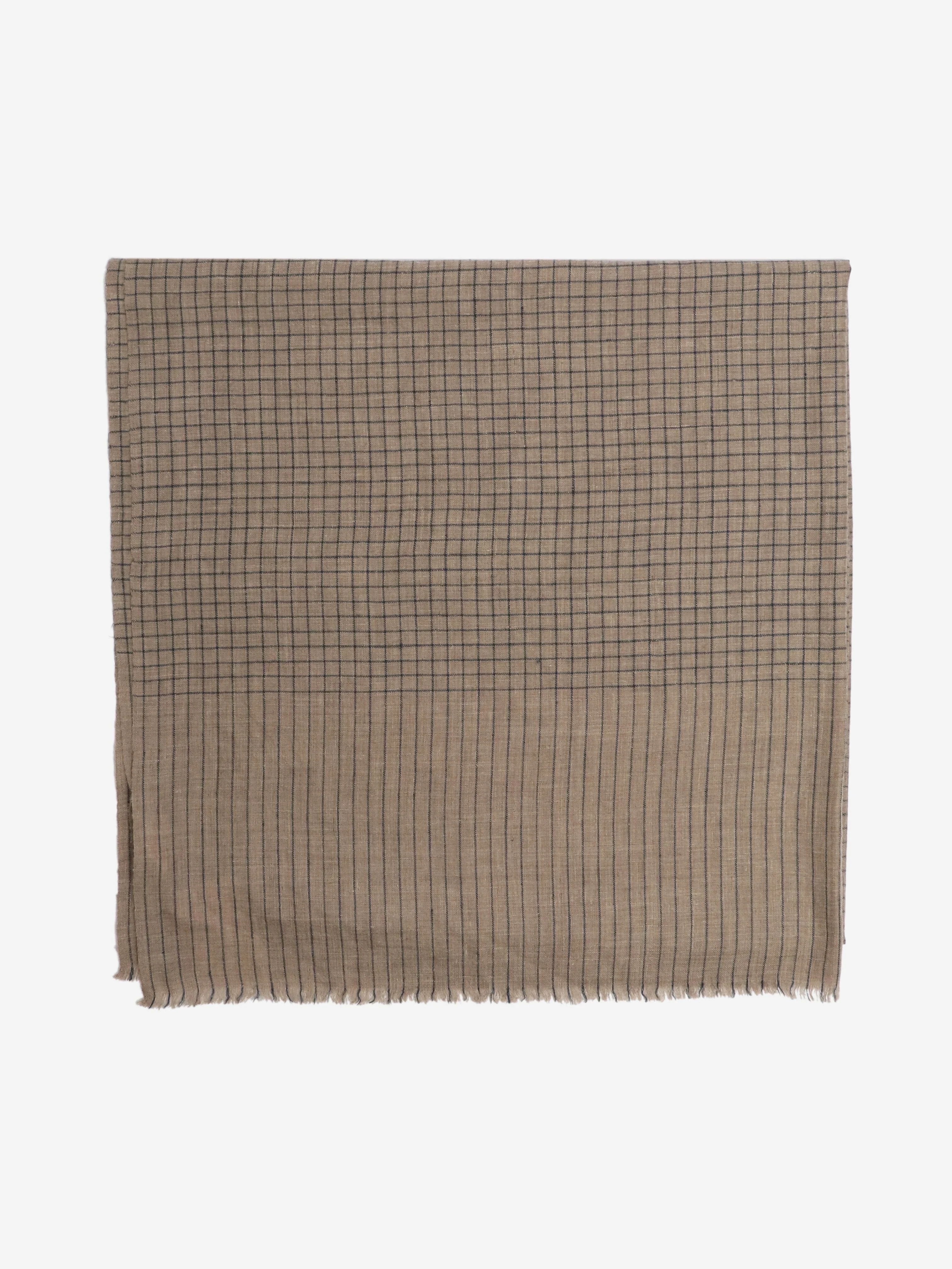 Neutral cashmere grid-check scarf