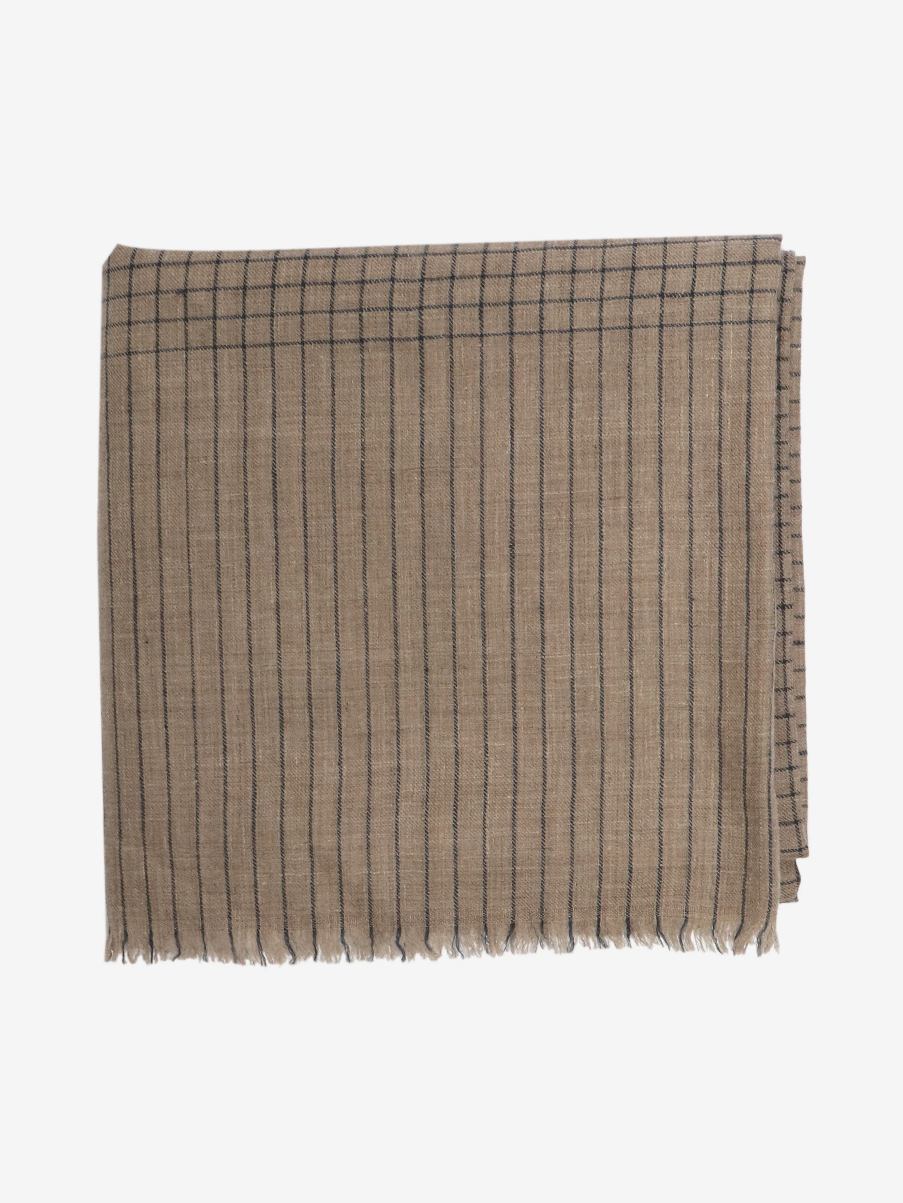 Neutral cashmere grid-check scarf - Image 3