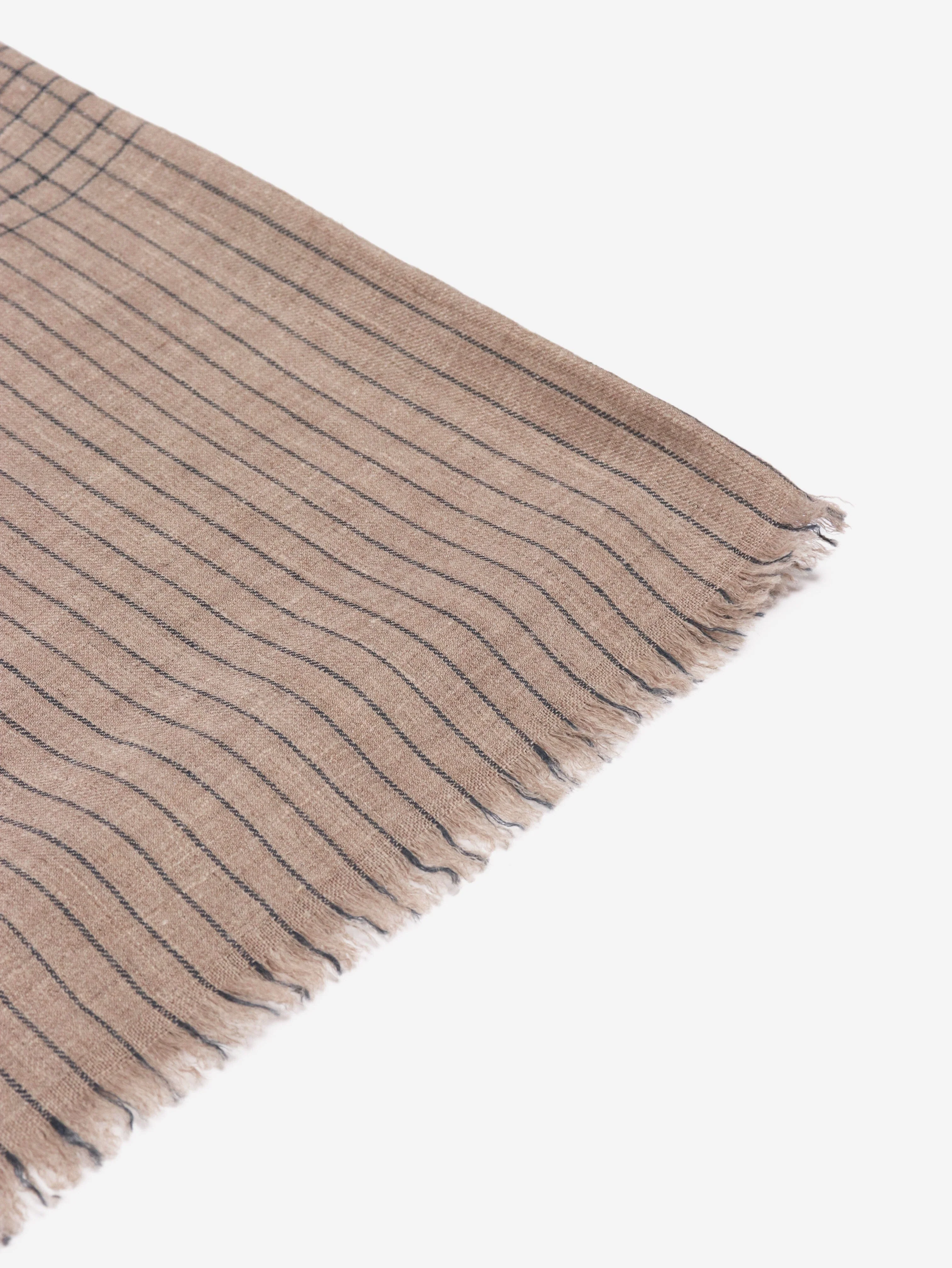 Neutral cashmere grid-check scarf - Image 4