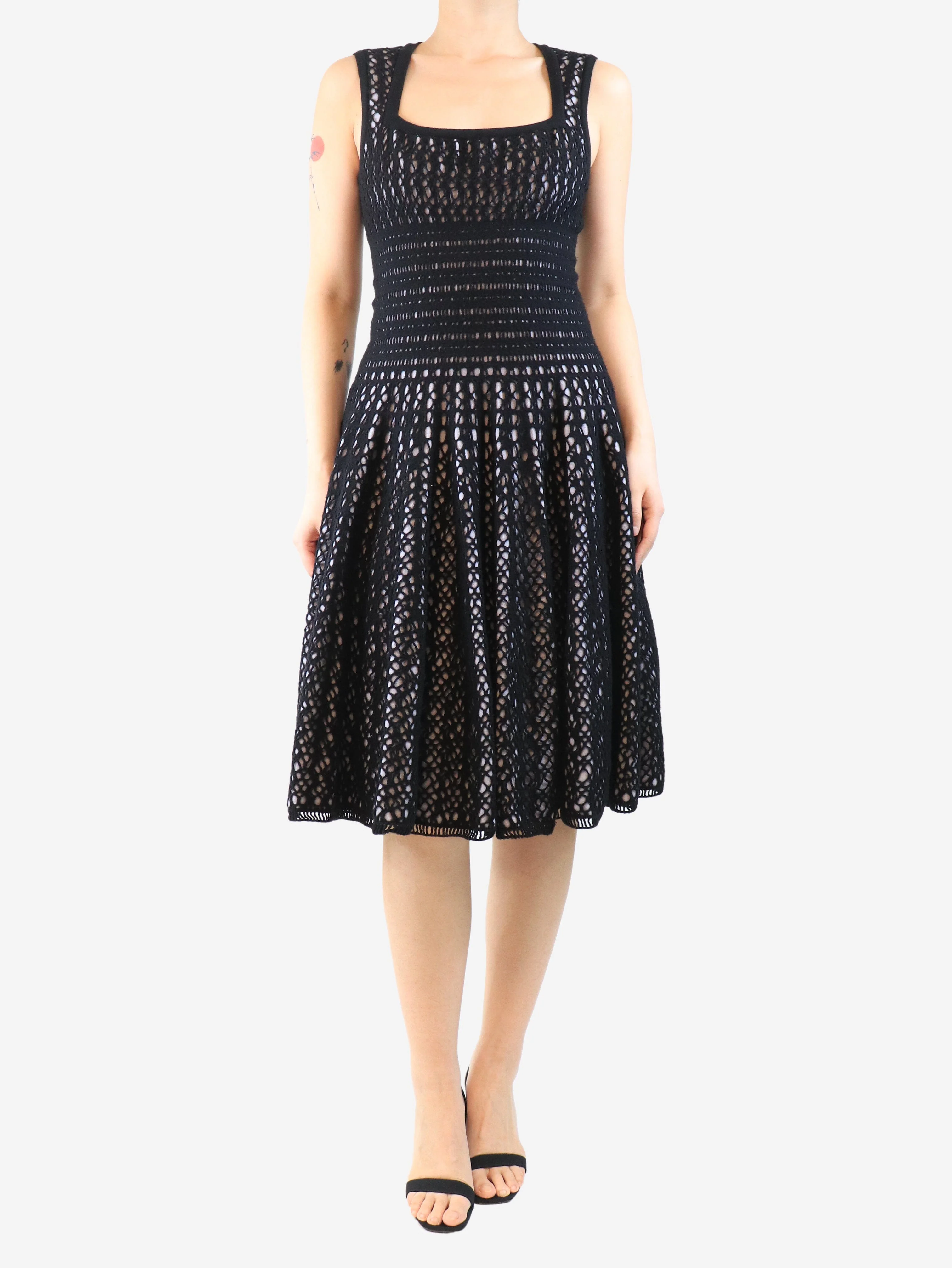Black double-layered knit dress - size UK 14 - Image 3