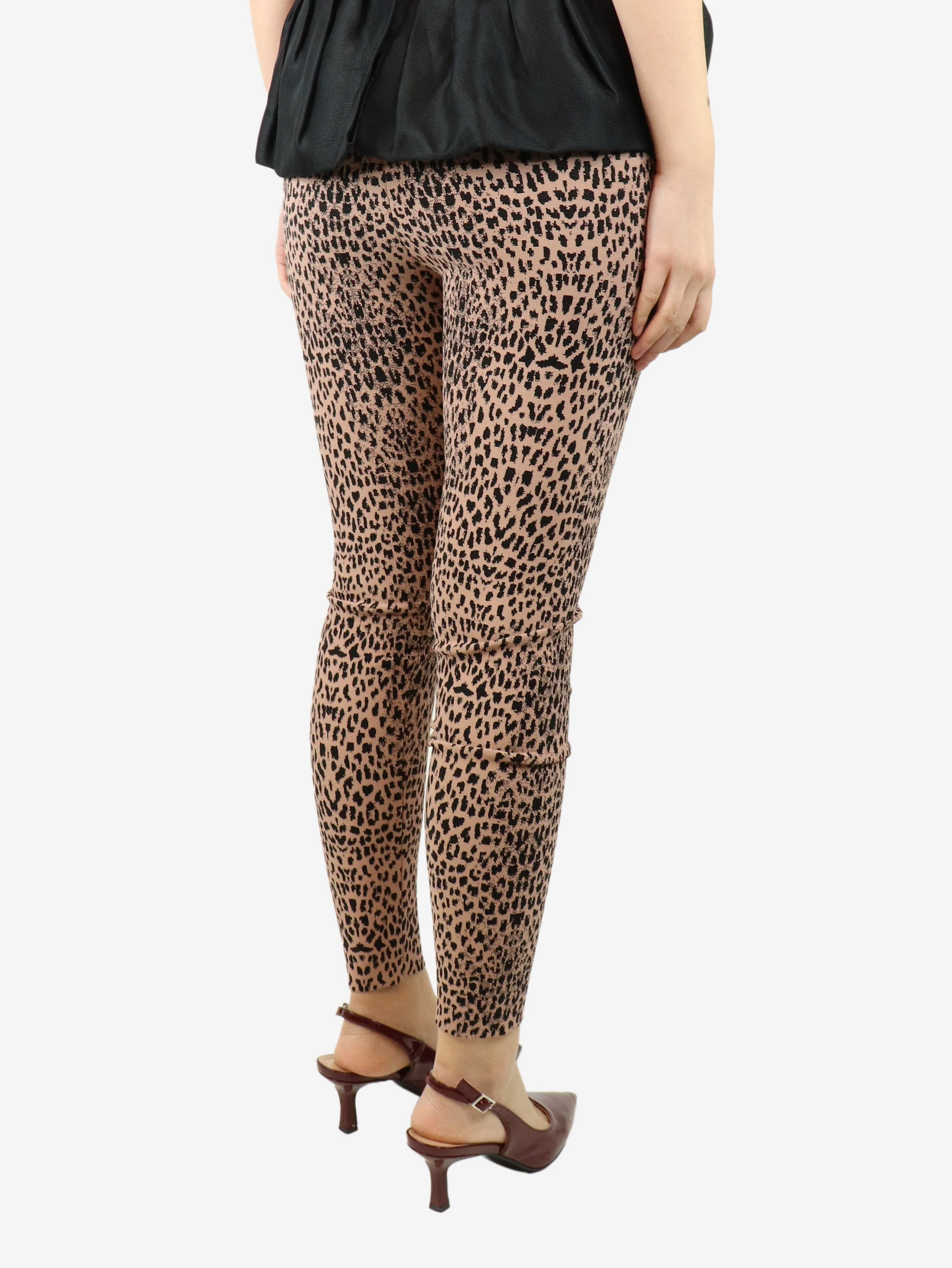 Pink leopard print leggings - size UK 14 - Image 3