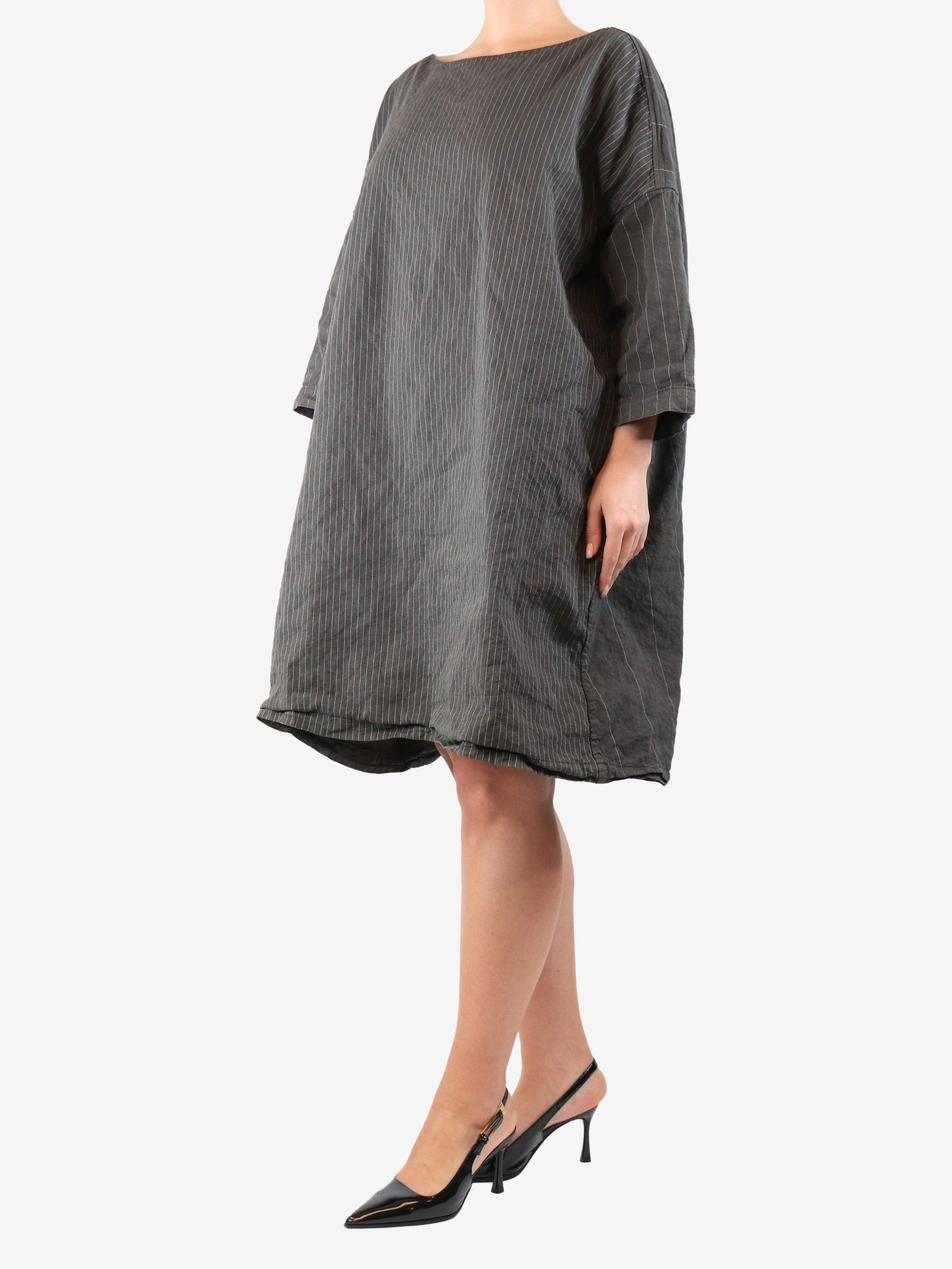 Grey pinstripe dress - size L - Image 3