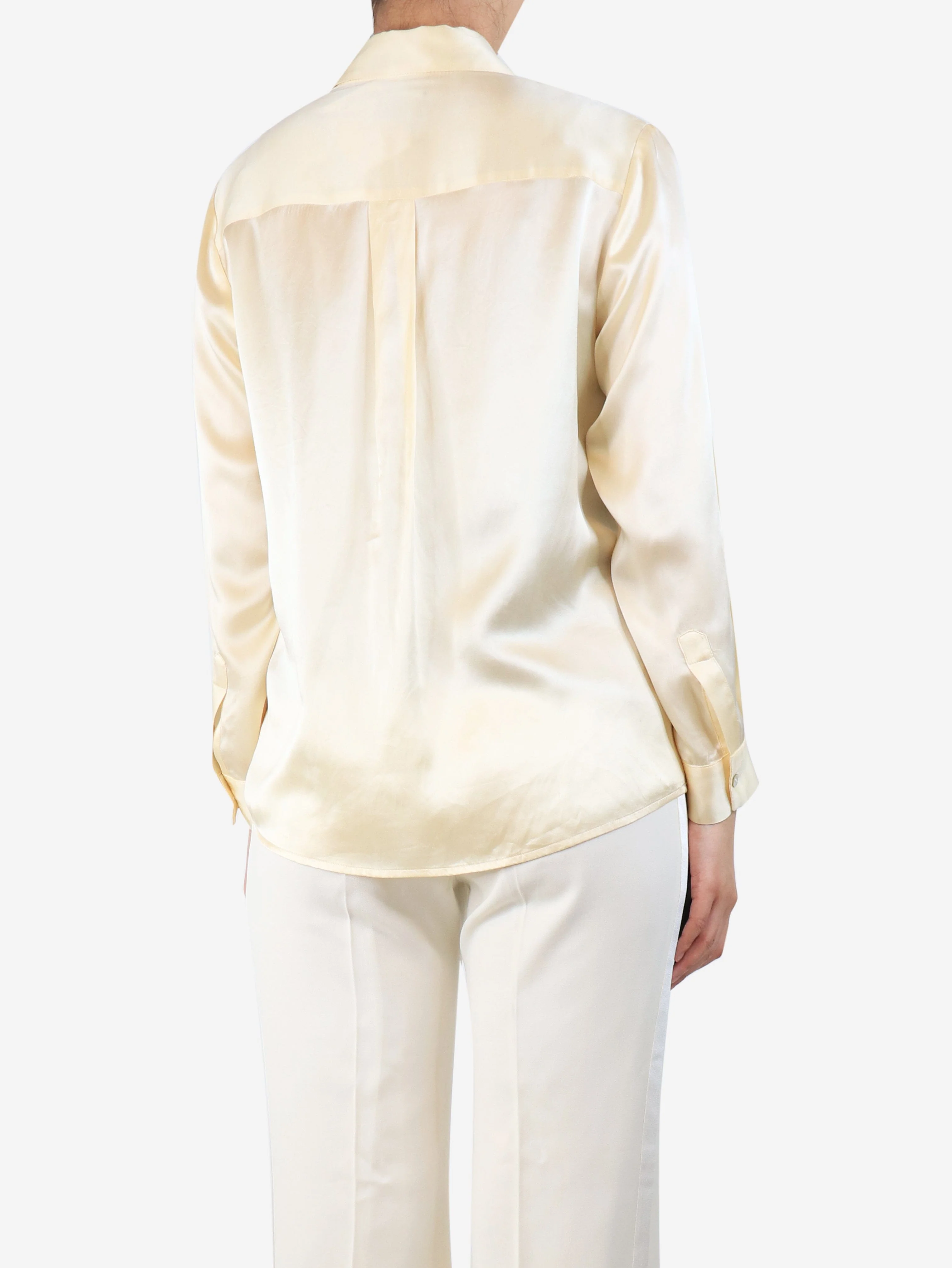 Cream silk satin blouse - size UK 8 - Image 2