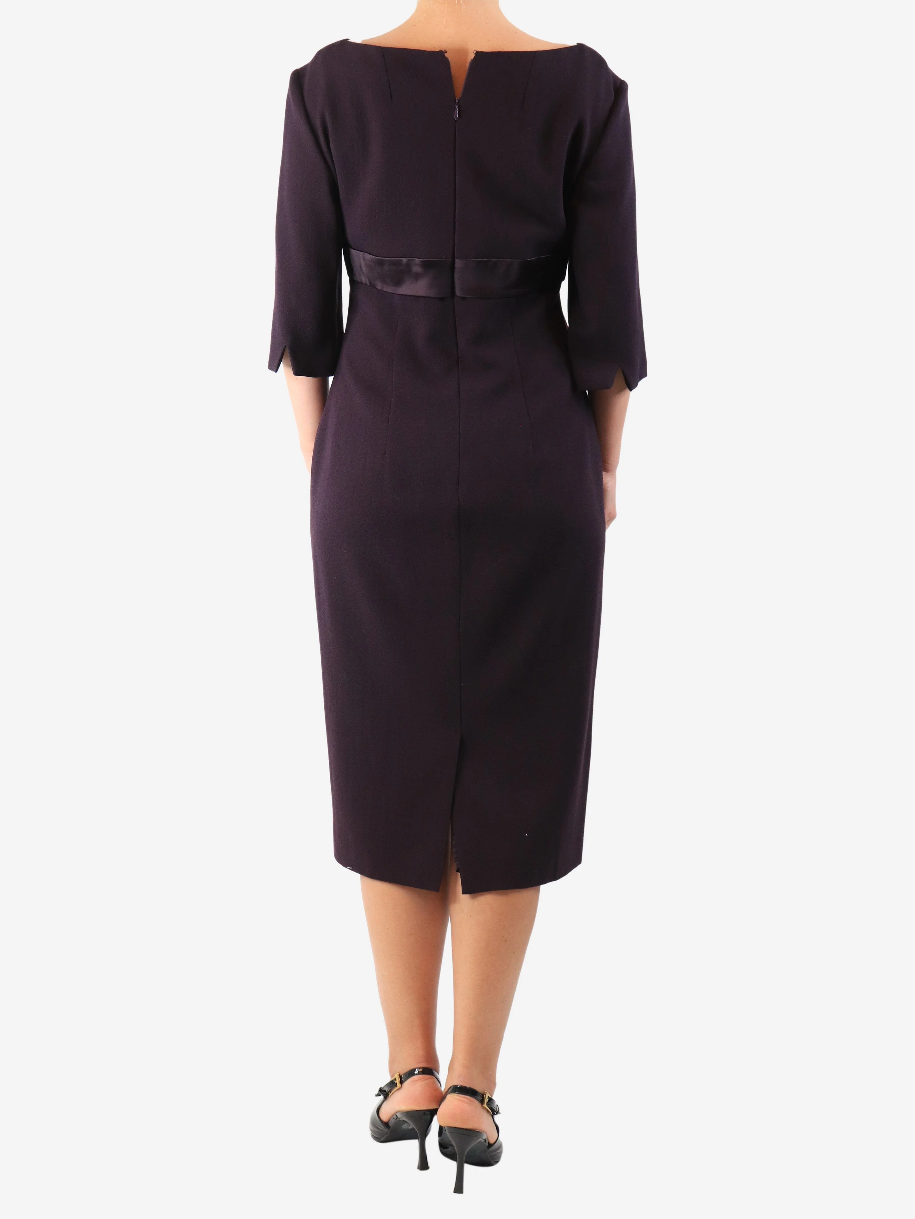 Purple V-neck midi dress - size UK 14 - Image 2
