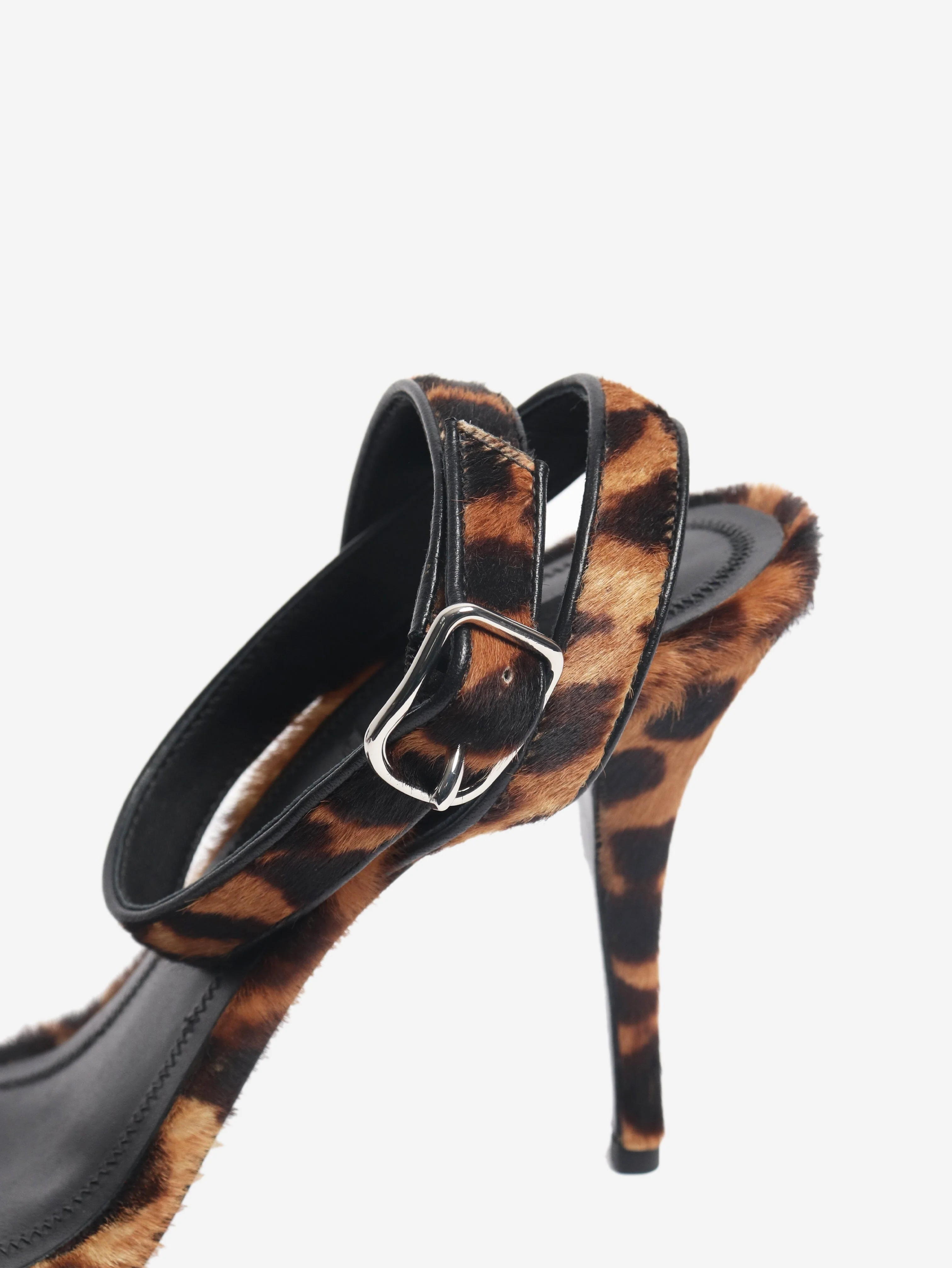 Brown leopard calf fur heels - size EU 39 (UK 6) - Image 3