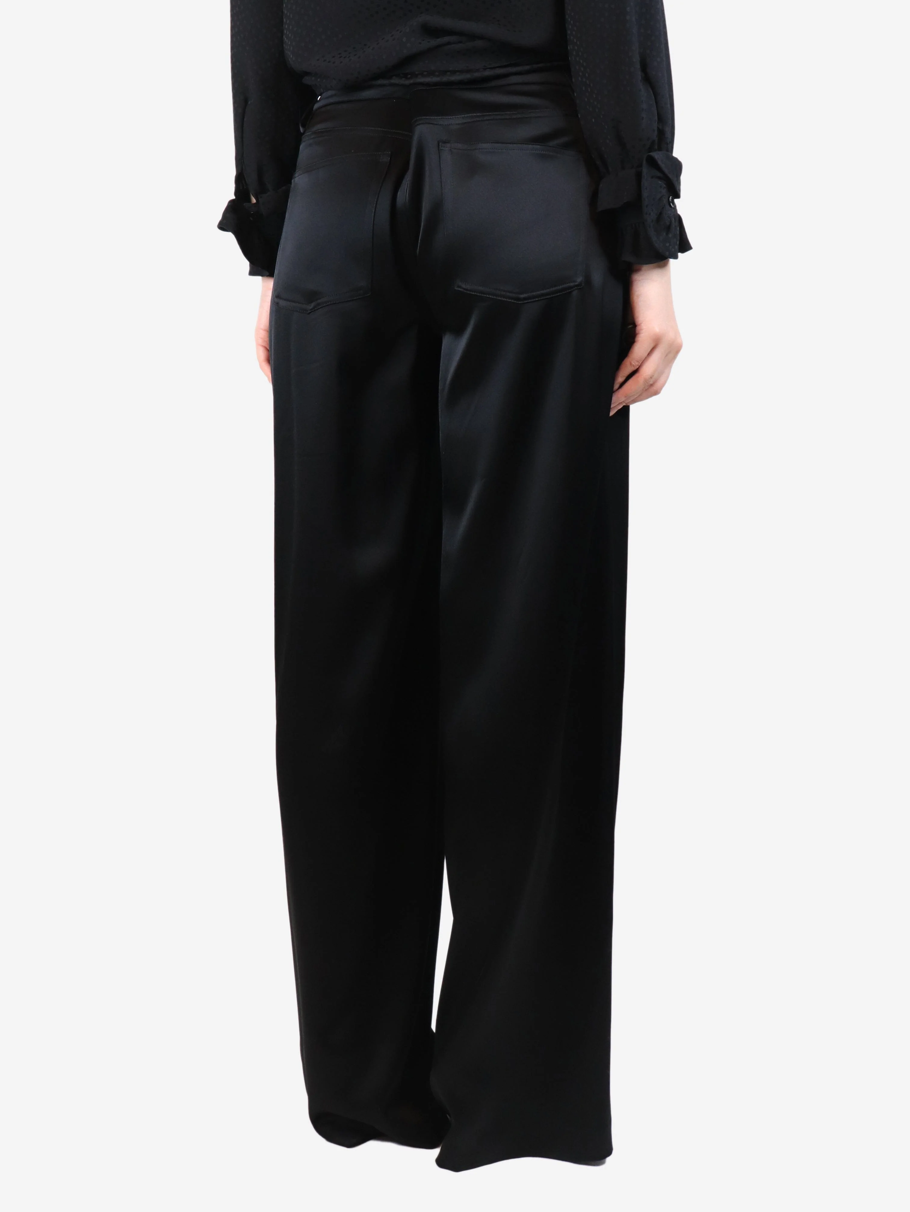 Black satin trousers - size UK 14 - Image 3