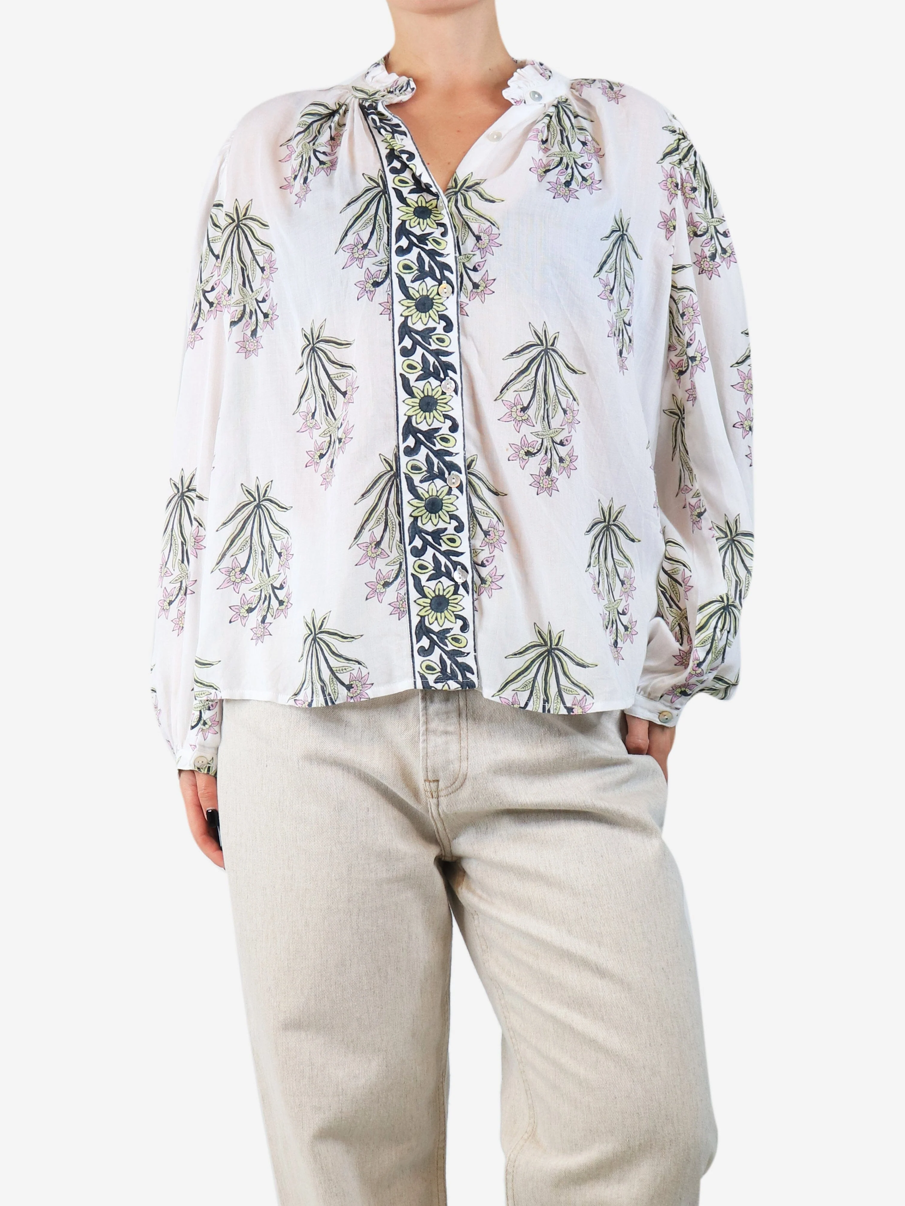 White floral shirt - size M