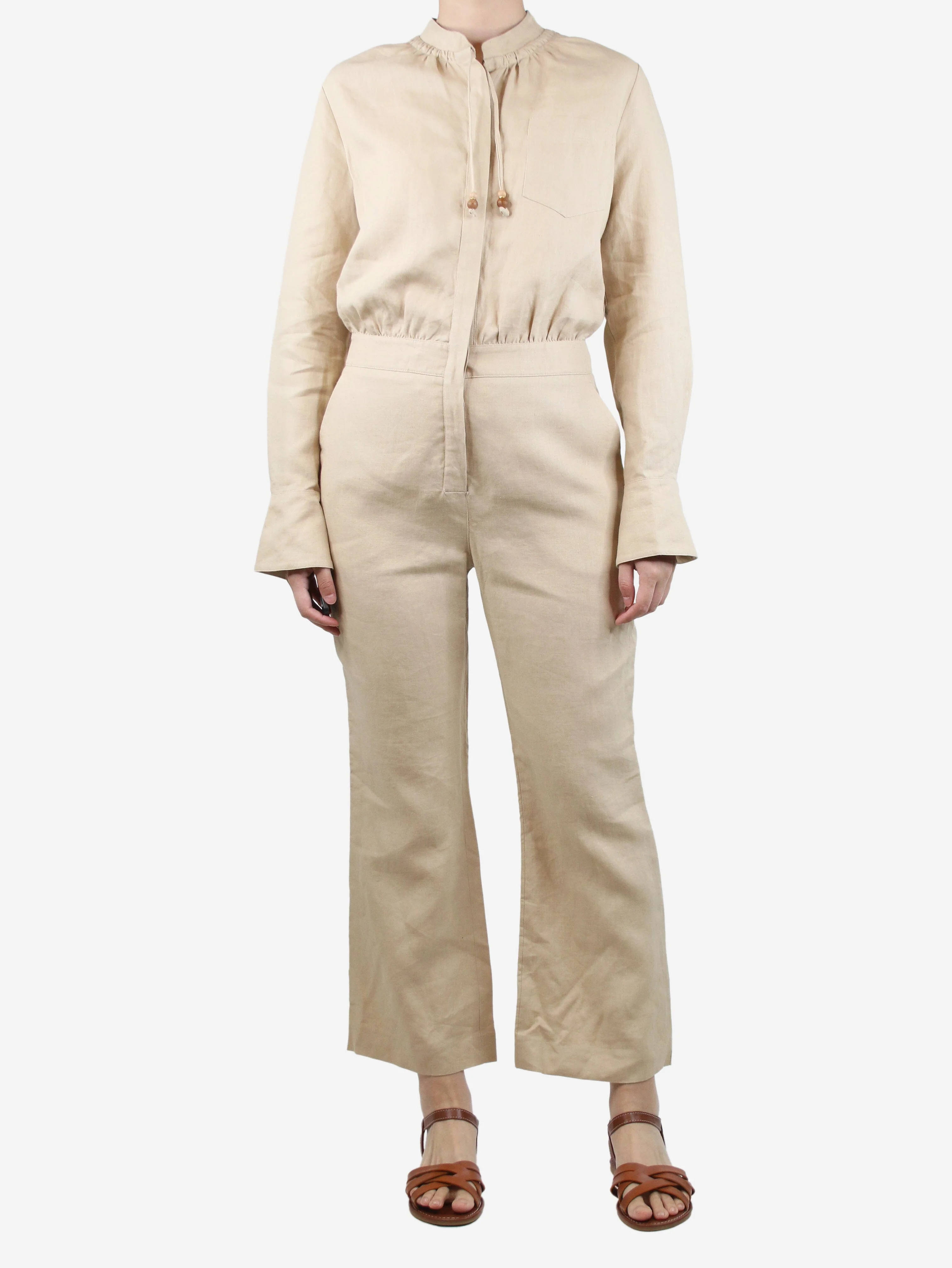 Neutral Bri linen jumpsuit - size UK 12