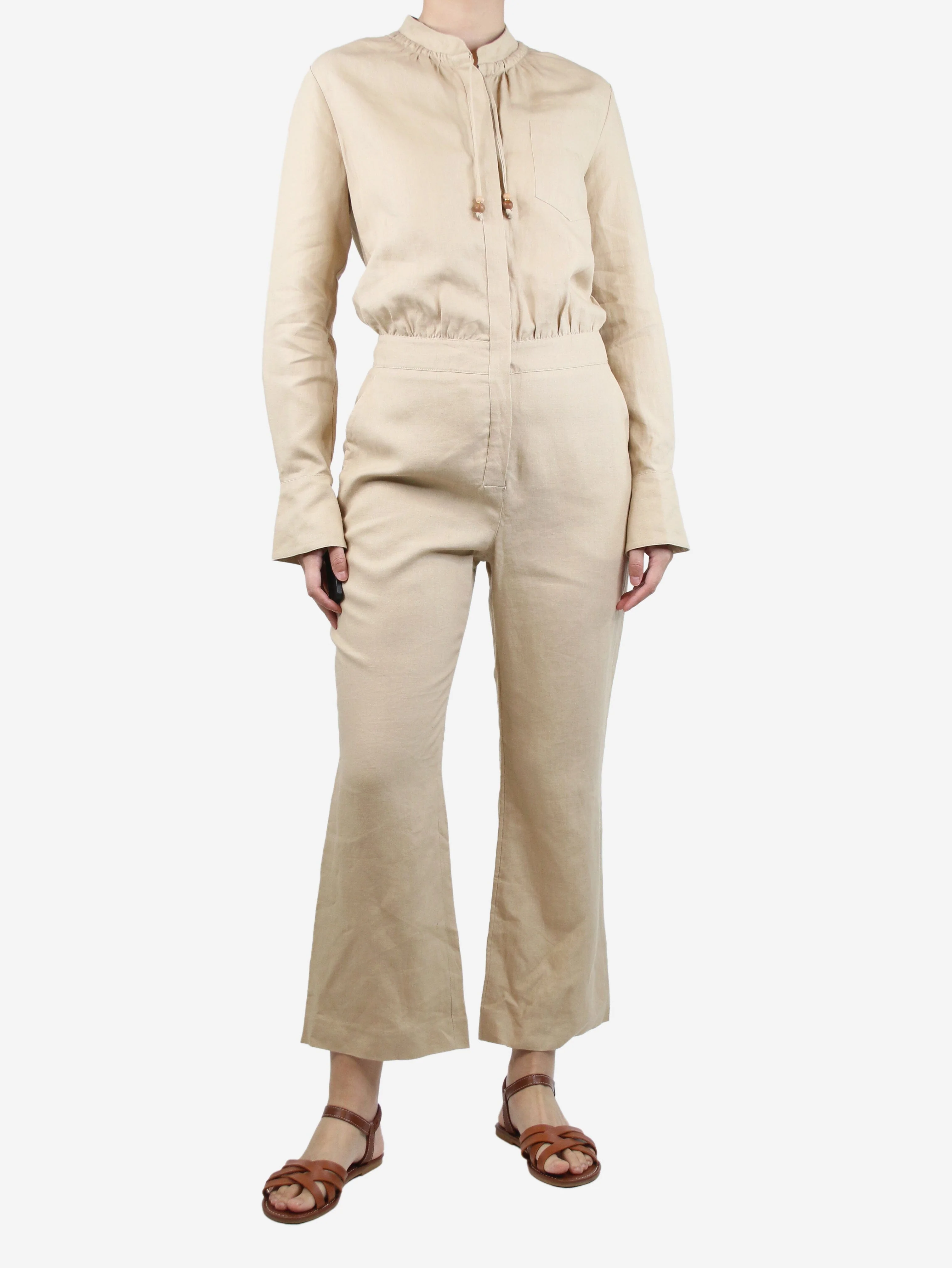Neutral Bri linen jumpsuit - size UK 12 - Image 3