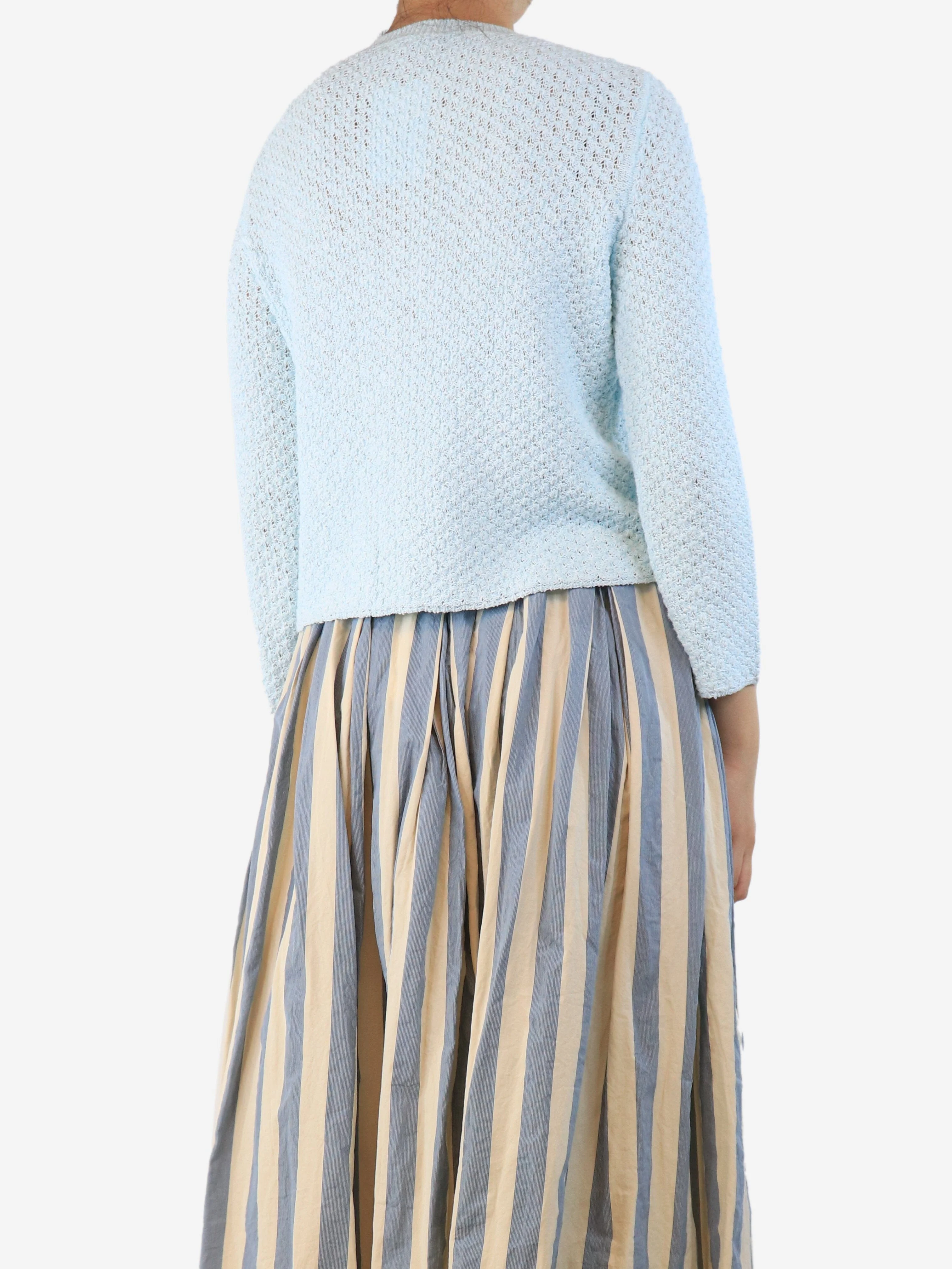 Blue crochet cardigan - size UK 10 - Image 2