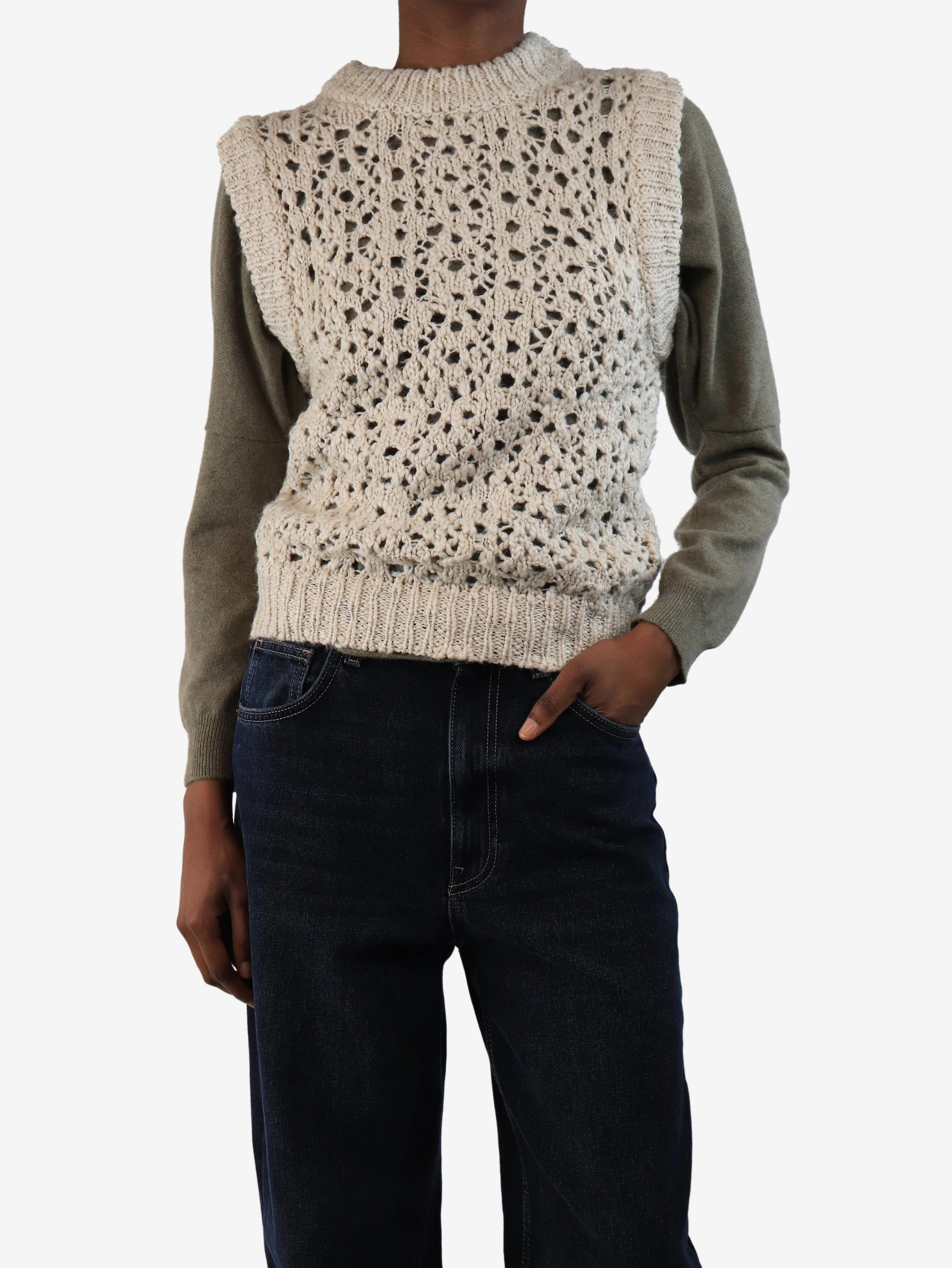 Neutral loose-knit jumper vest - size XS