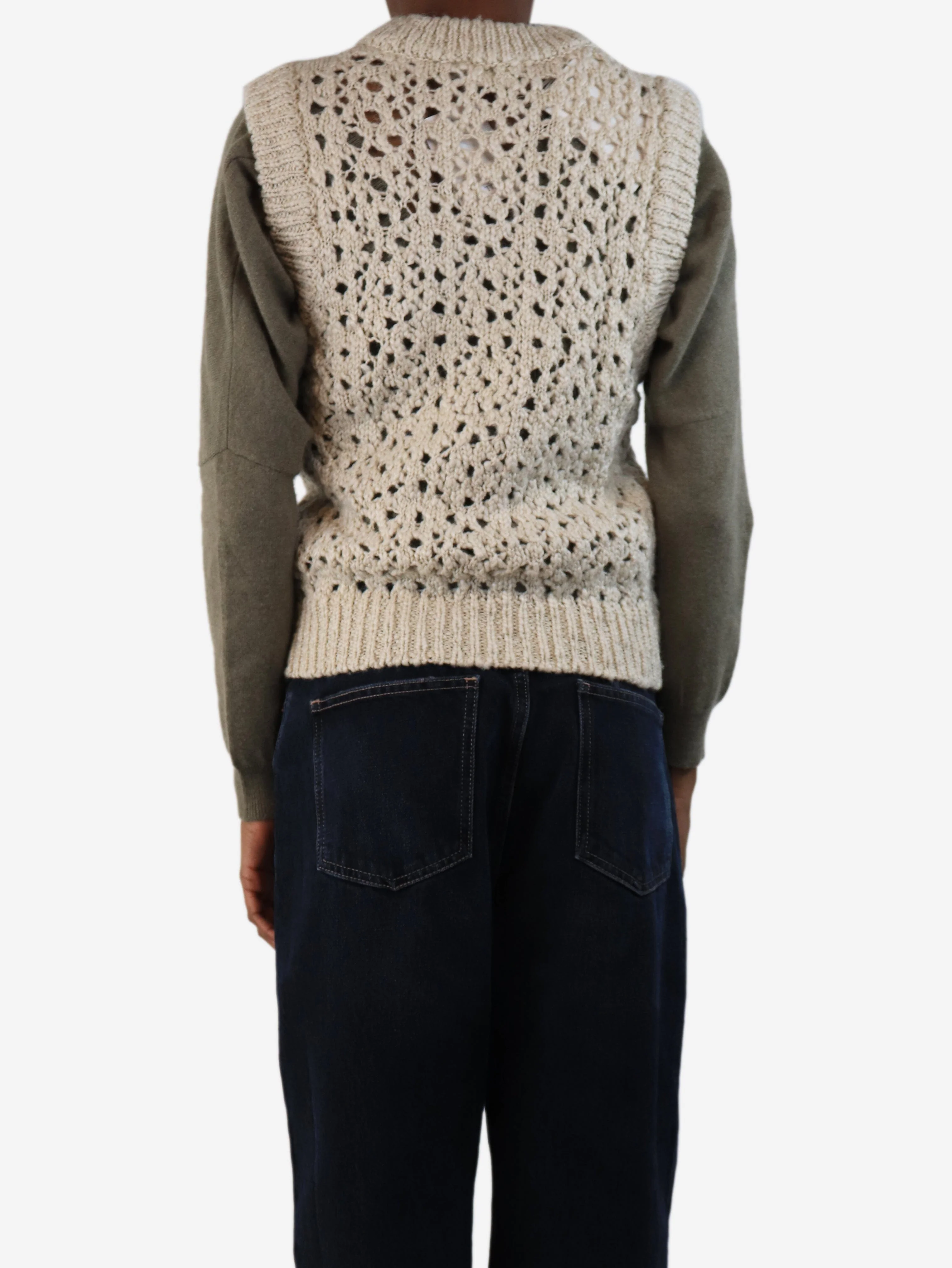 Neutral loose-knit jumper vest - size XS - Image 2