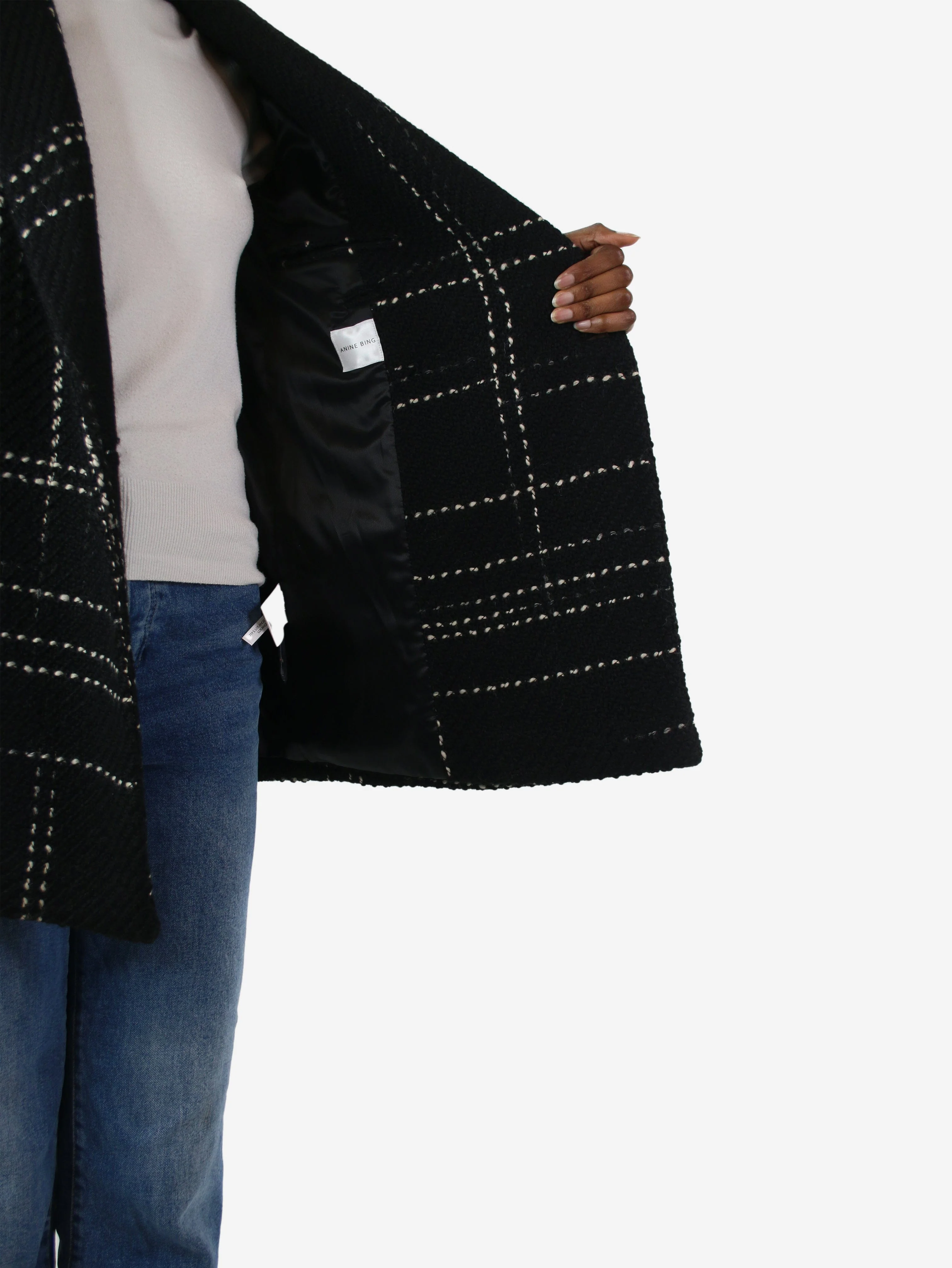 Black double-breasted wool-blend jacket - size XS - Image 4
