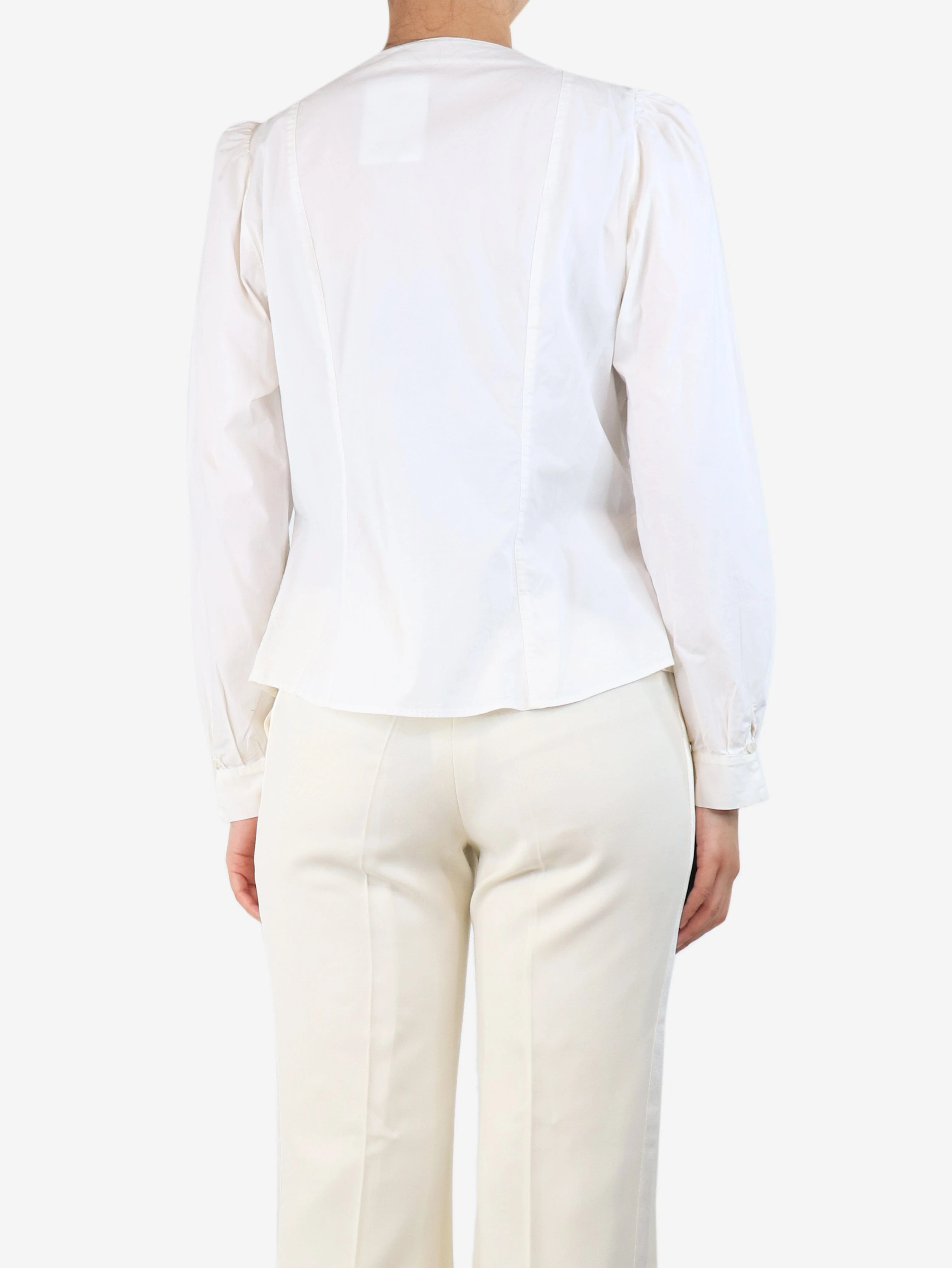 White floral-applique shirt - size UK 16 - Image 2