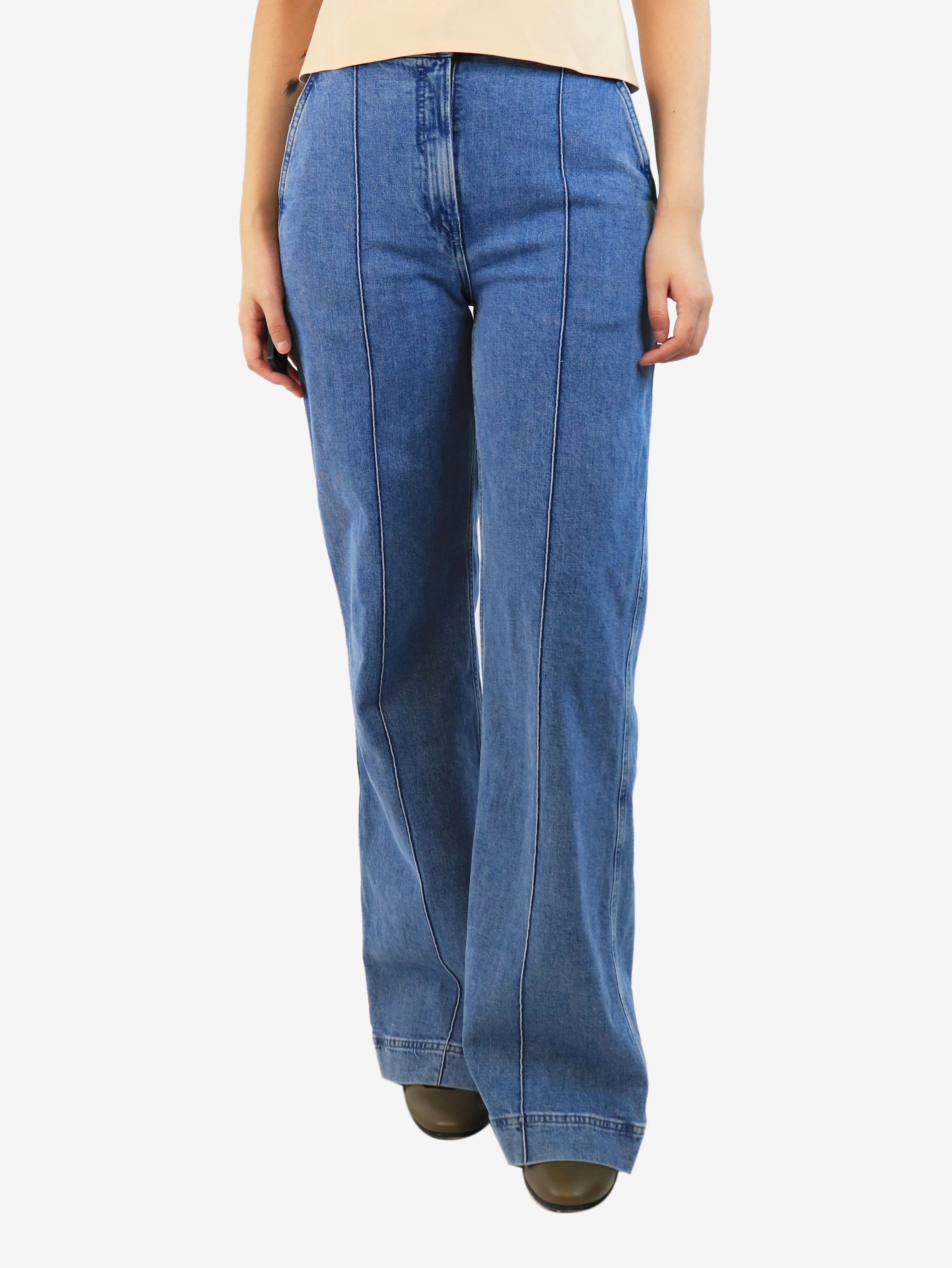 Blue straight leg jeans - size UK 10