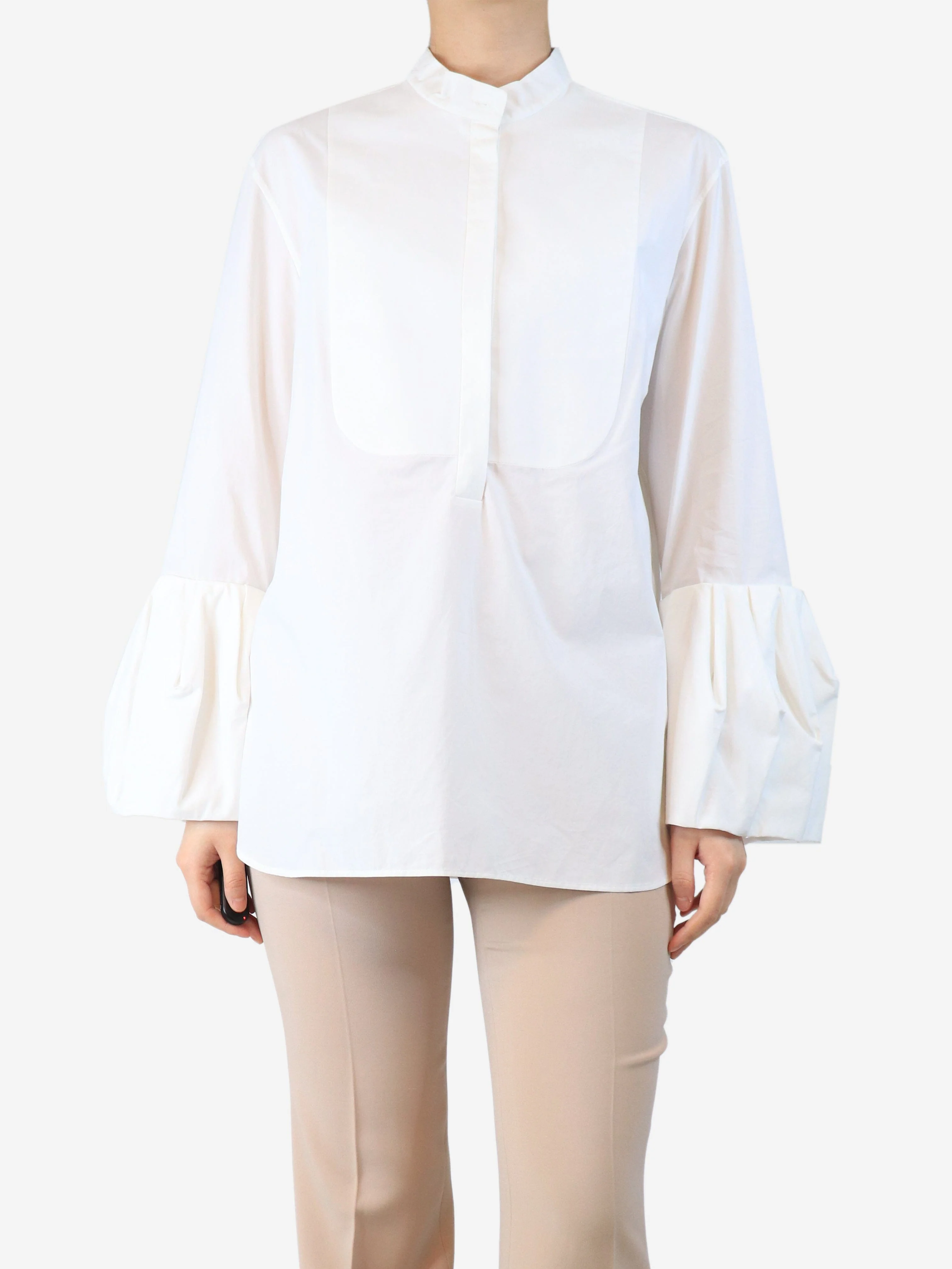 White cotton blouse - size UK 14