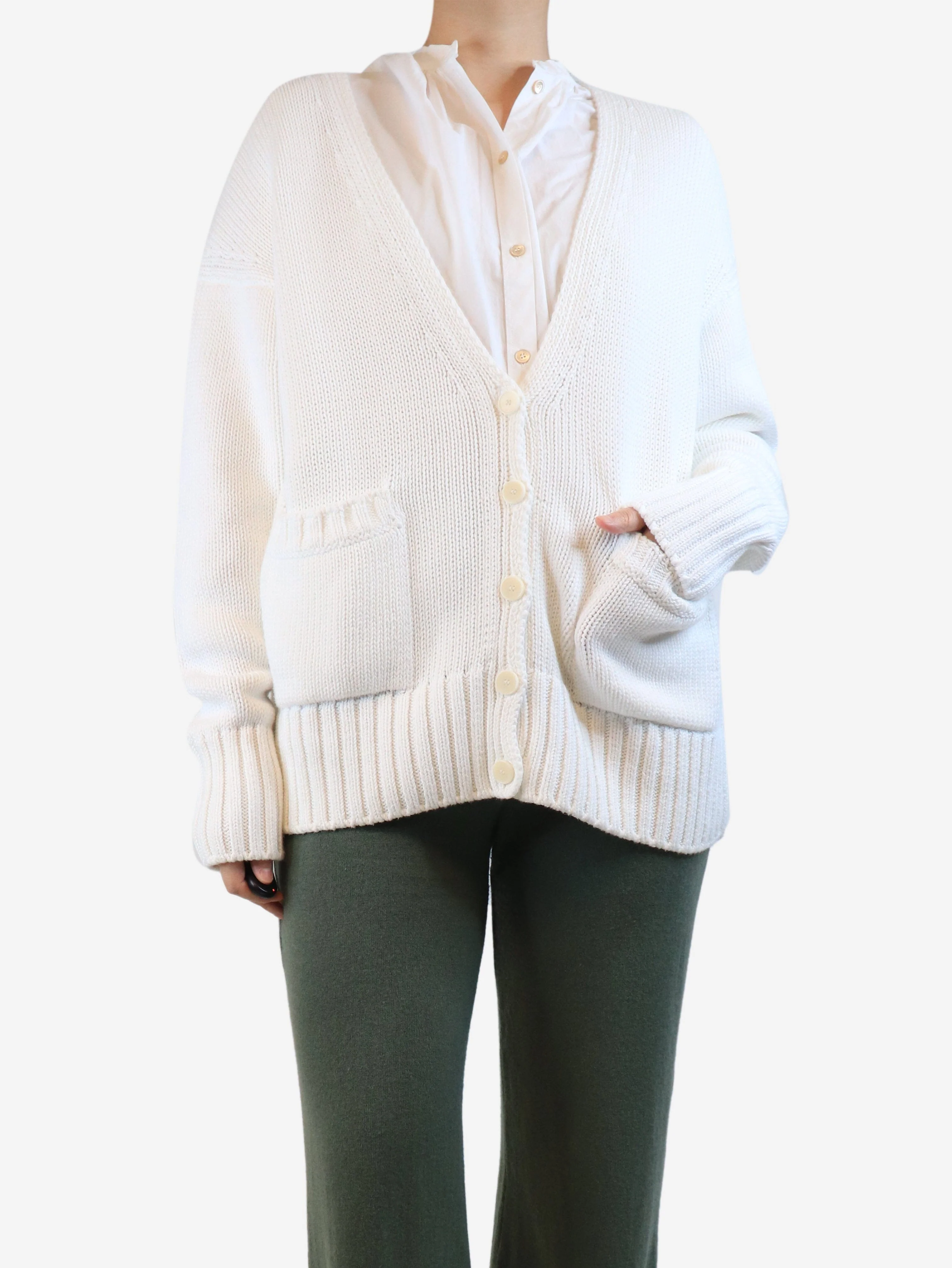 White oversized cardigan - size S - Image 3