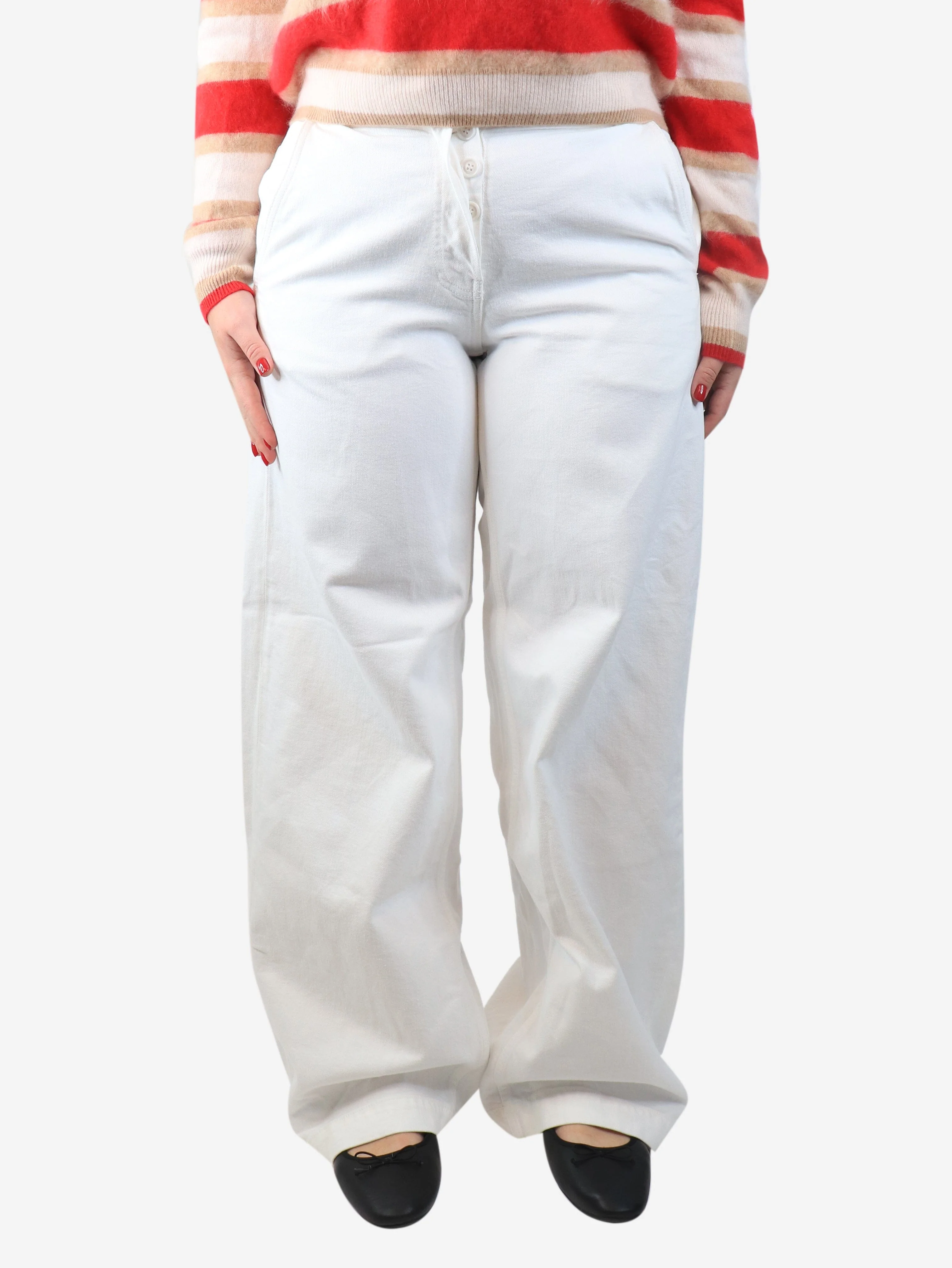 White wide-leg jeans - size UK 8