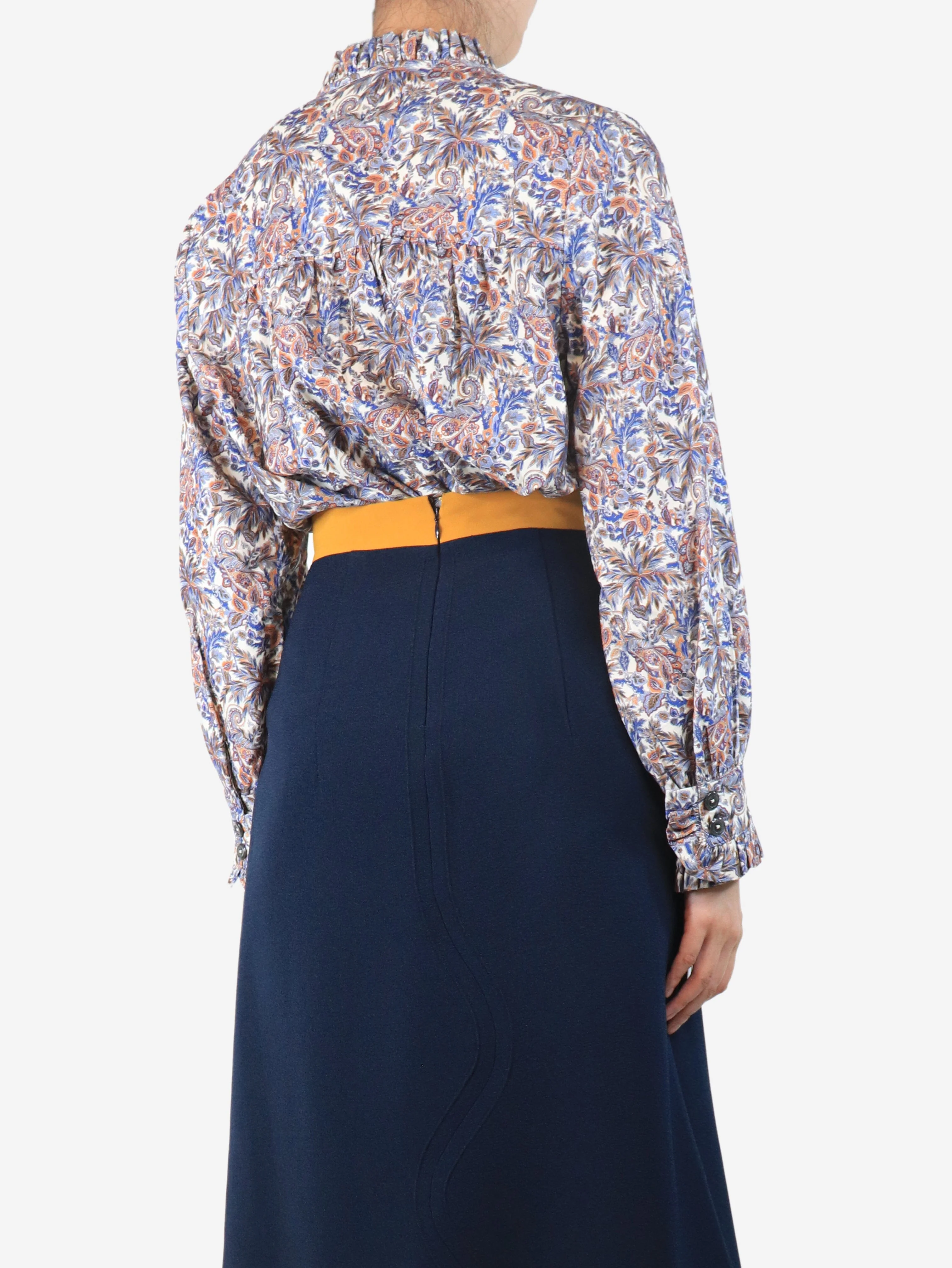 Multicolour corduroy frill-collar paisley shirt - size M - Image 2
