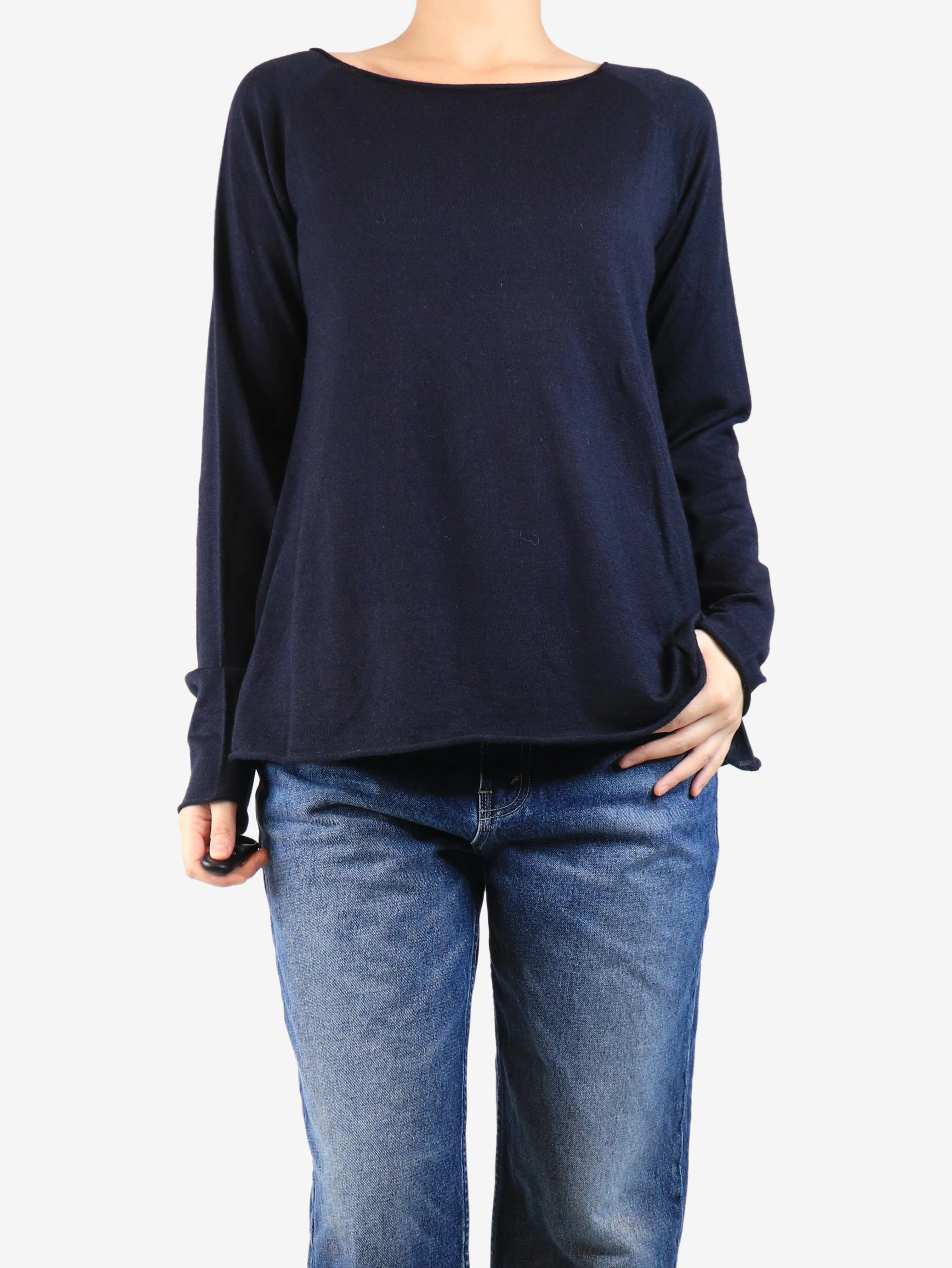 Navy blue wool-blend jumper - size M - Image 3