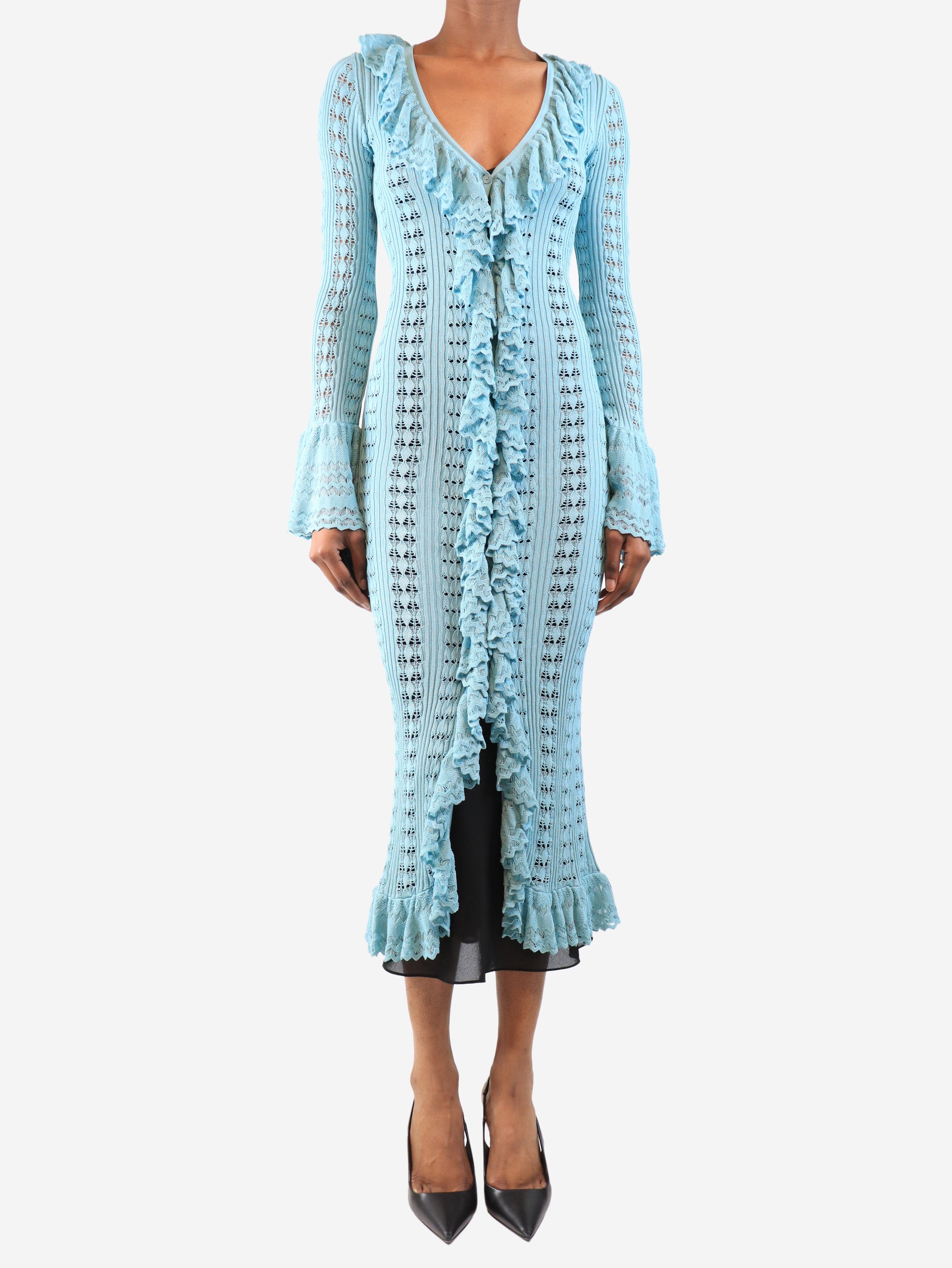 Aqua crochet long sleeve midi dress - size XS - Image 3