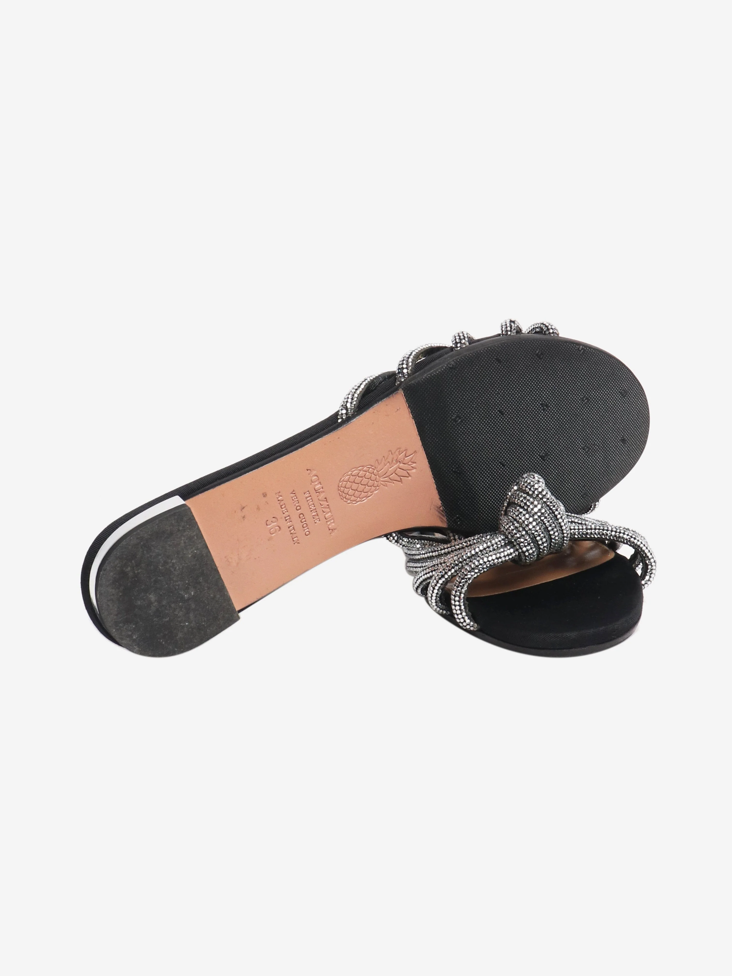 Aquazurra Black diamante knot slides - size EU 36 (UK 3) - Image 4