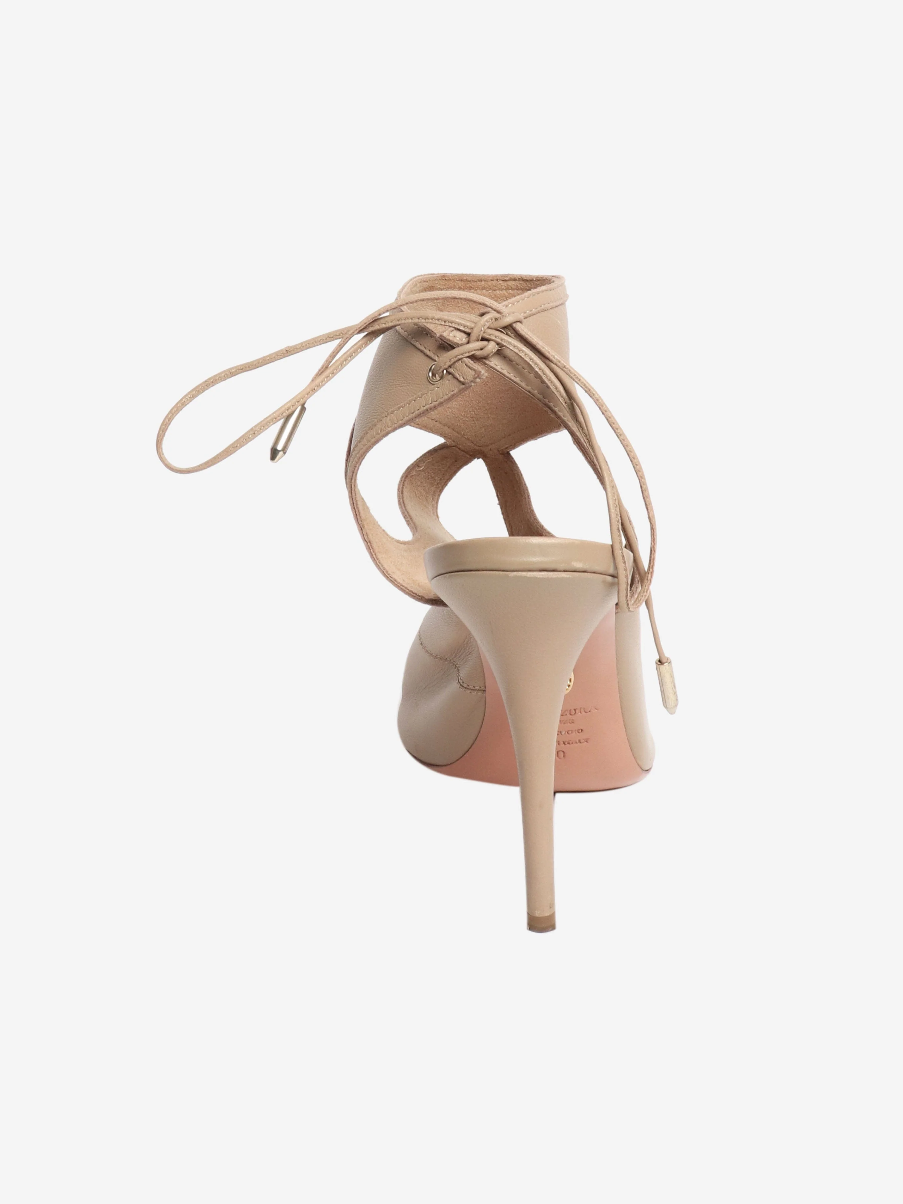 Beige leather cutout sandal heels - size EU 40 - Image 3