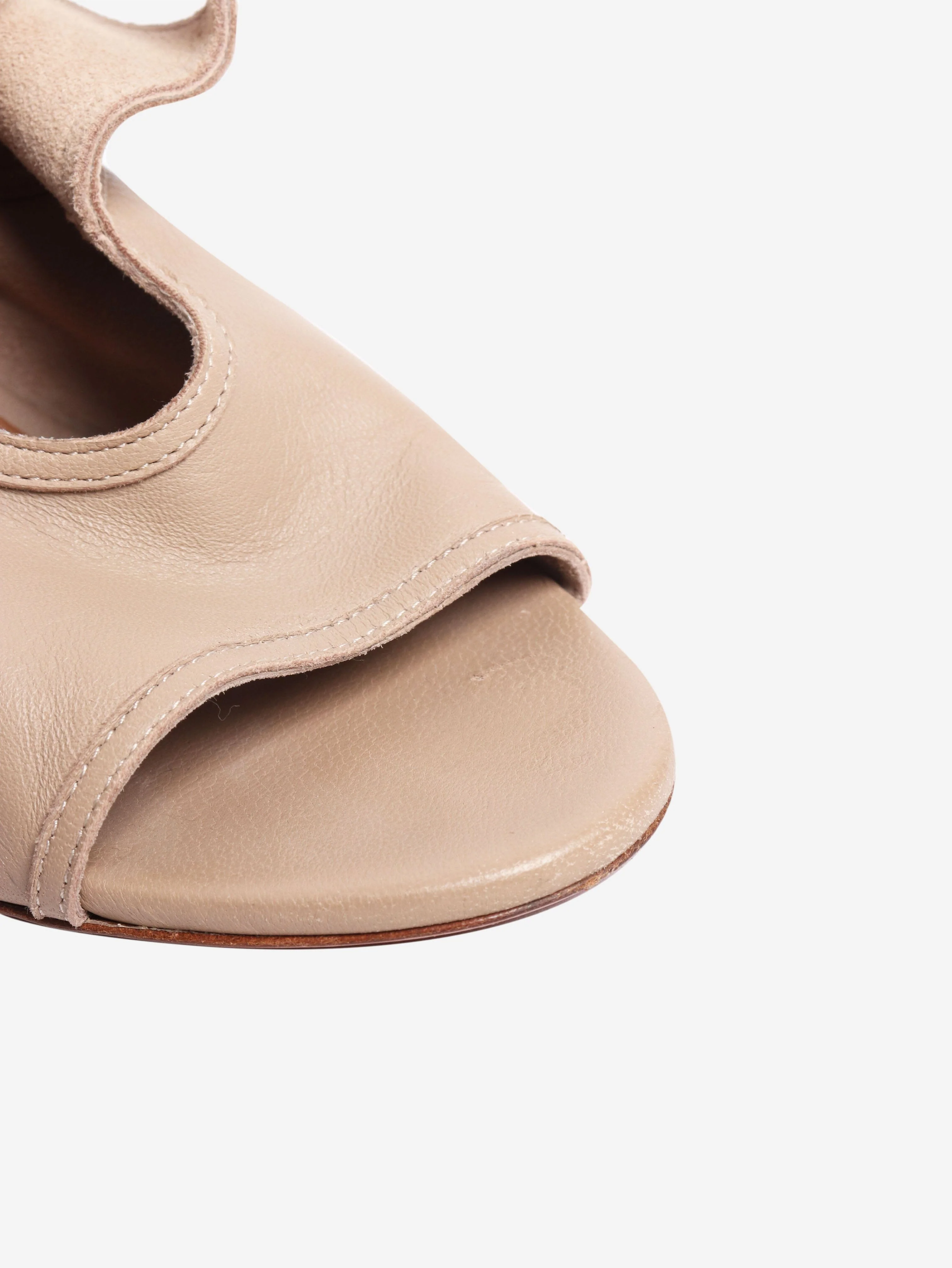 Beige leather cutout sandal heels - size EU 40 - Image 4