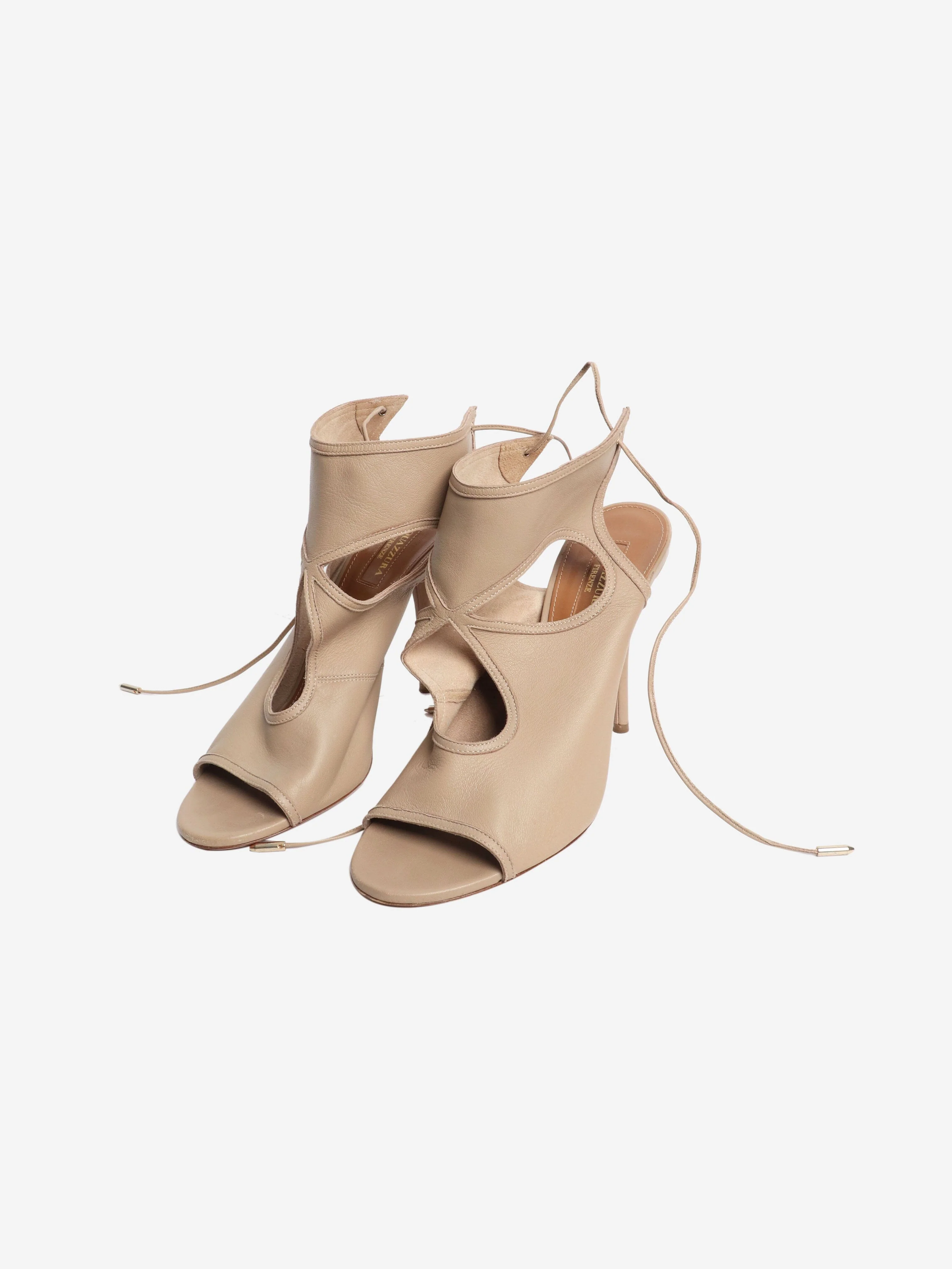 Beige leather cutout sandal heels - size EU 40 - Image 5