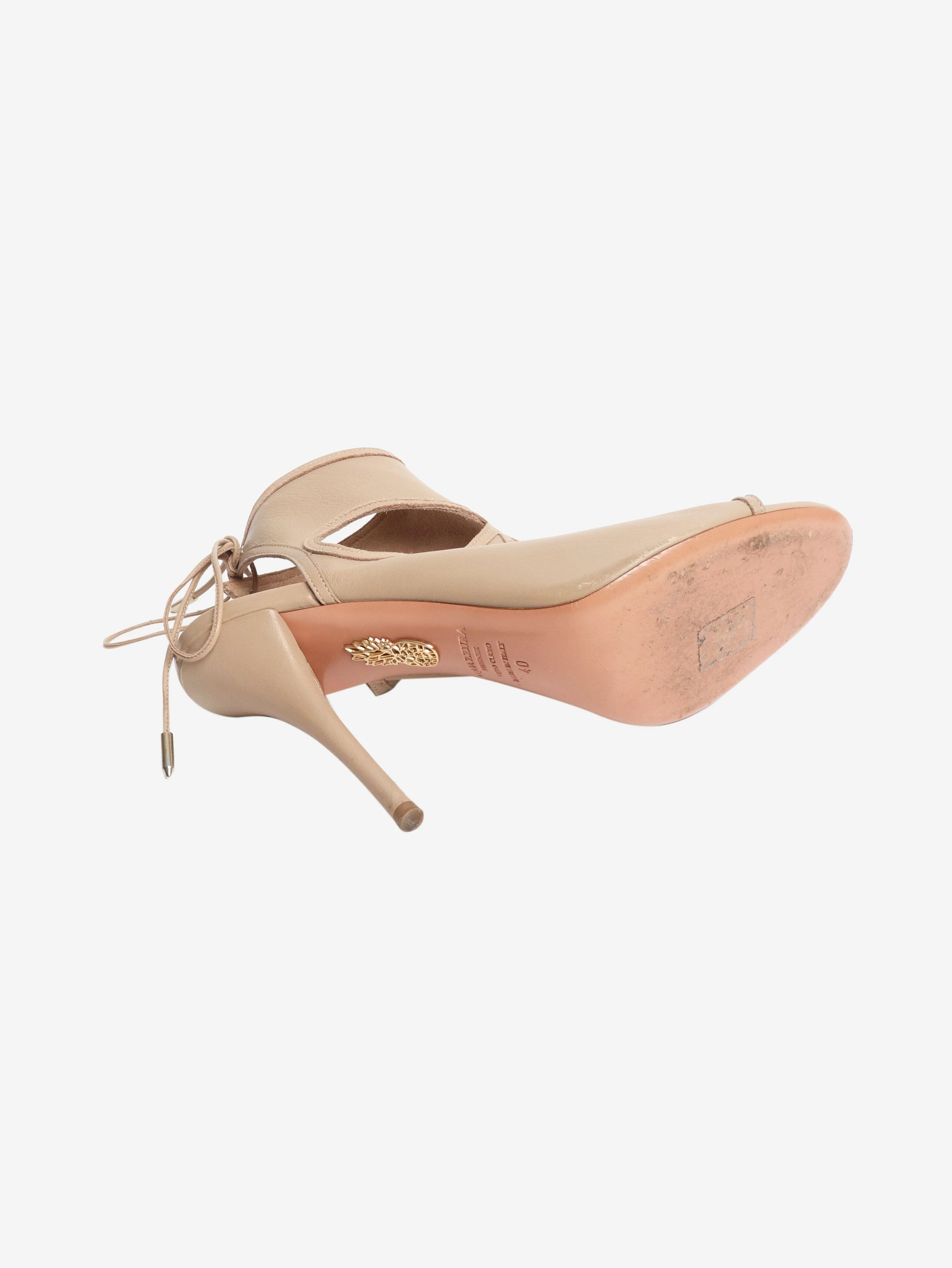 Beige leather cutout sandal heels - size EU 40 - Image 6
