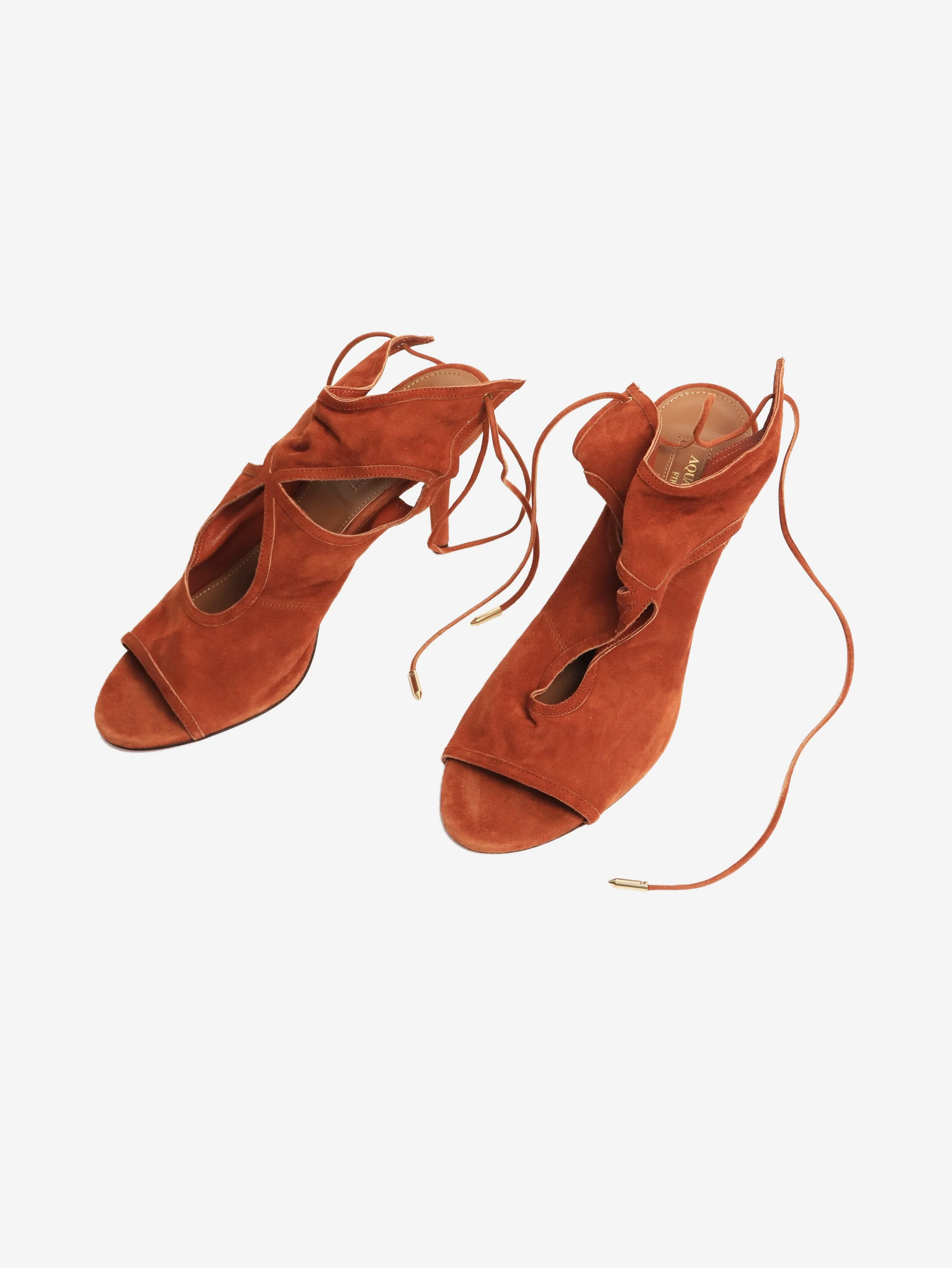 Brown suede lace up heels - size EU 39 (UK 6) - Image 4