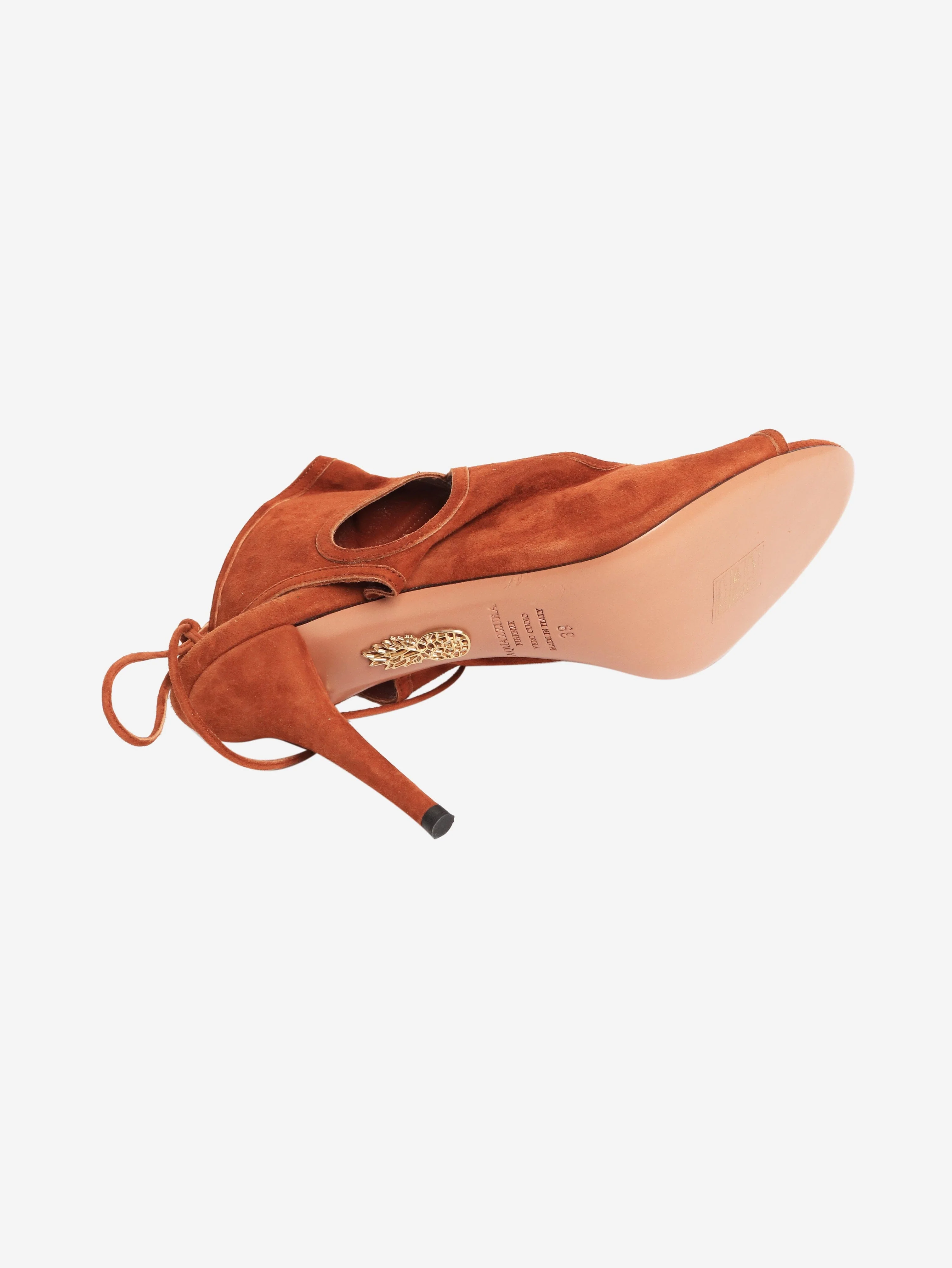 Brown suede lace up heels - size EU 39 (UK 6) - Image 5