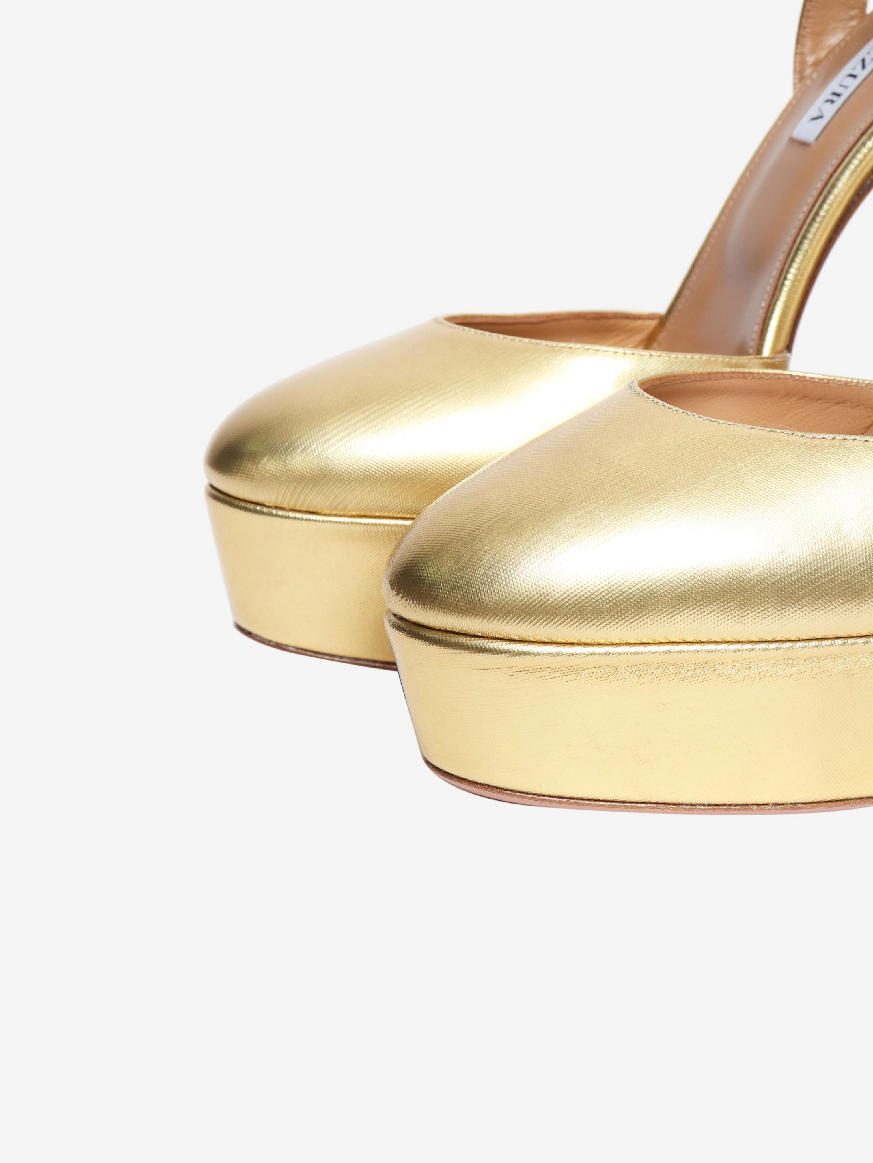 Gold metallic leather platform pumps - size EU 41 - Image 4