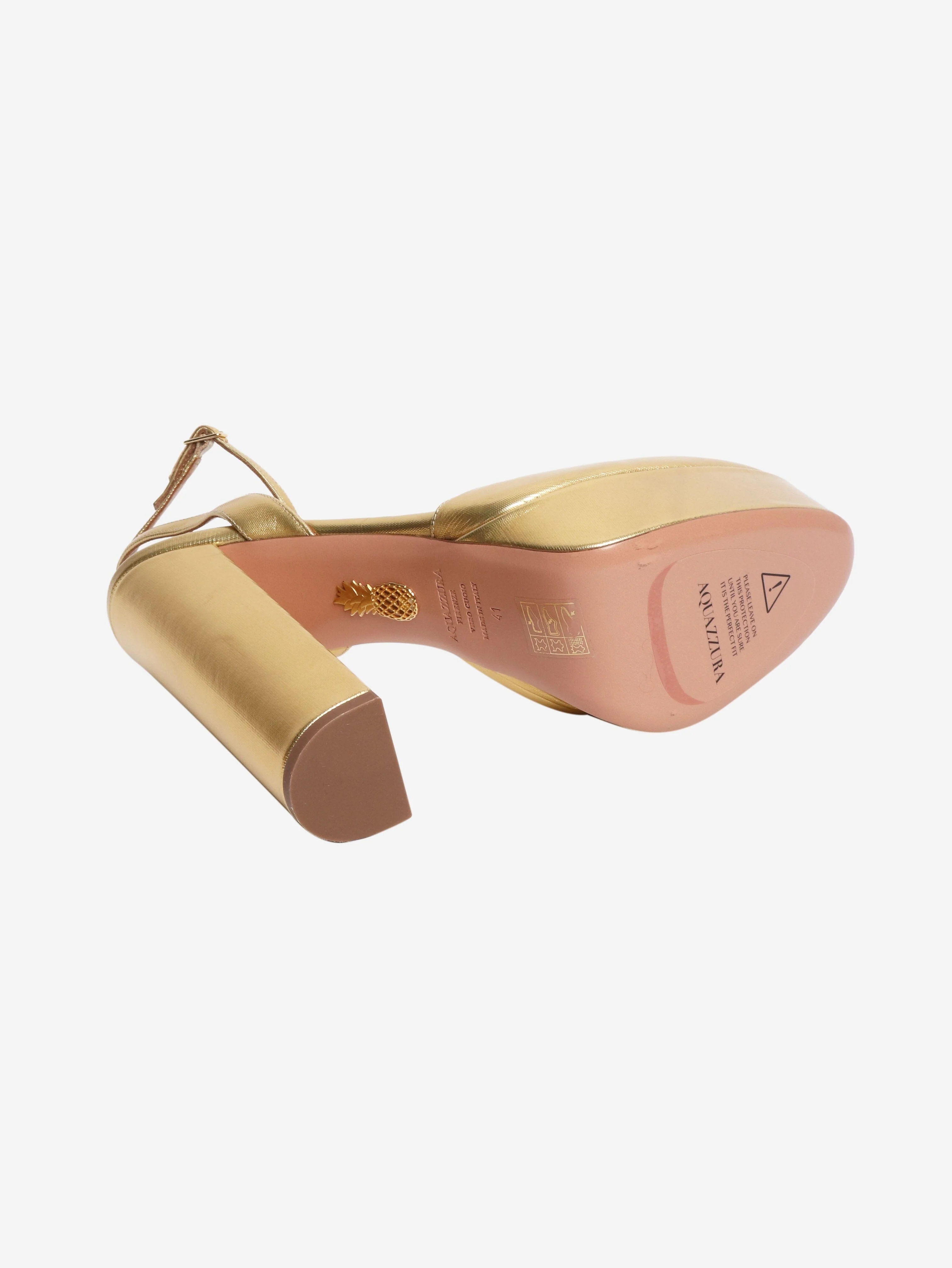 Gold metallic leather platform pumps - size EU 41 - Image 5