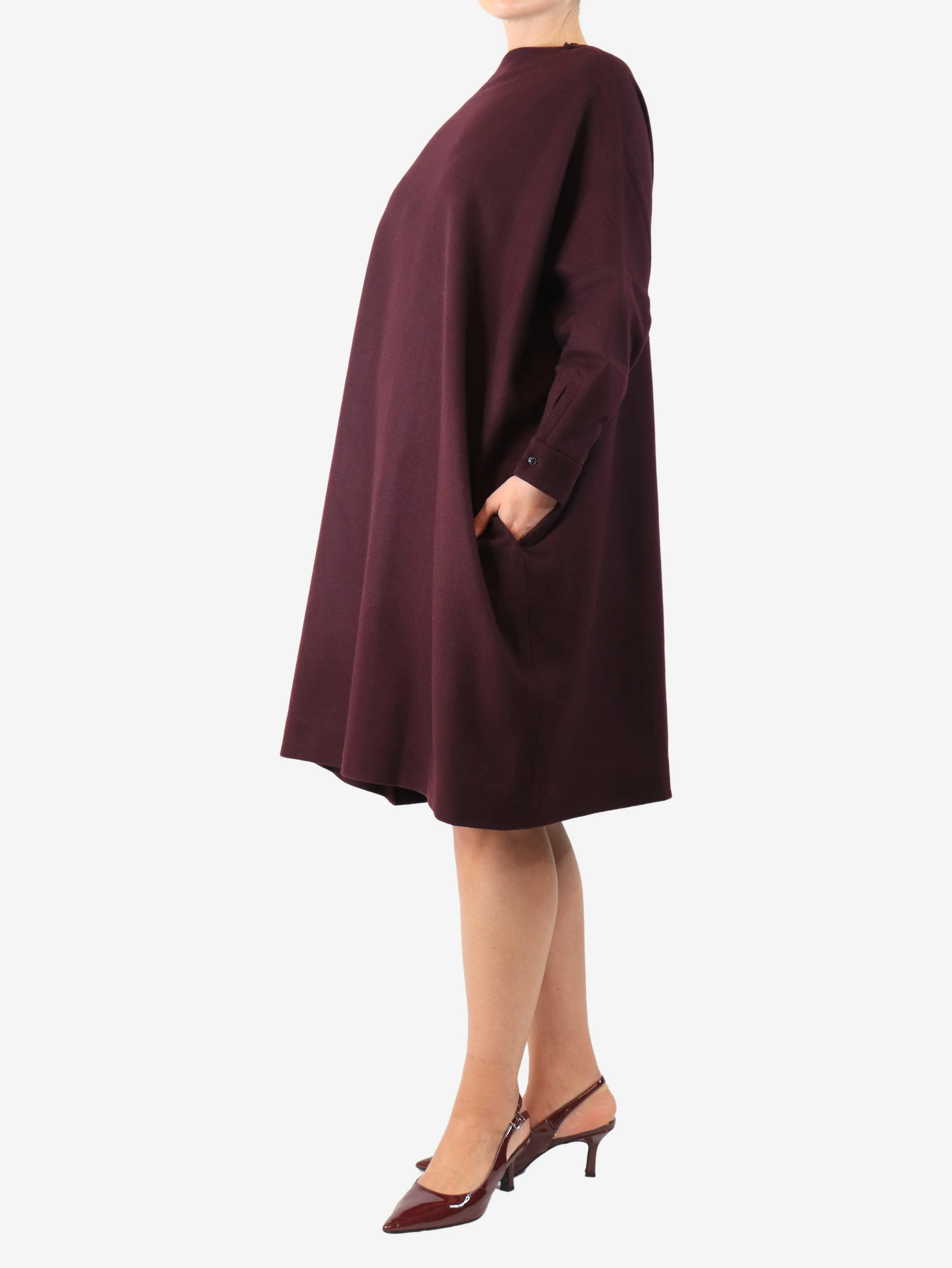 Plum wool midi dress - size - Image 3