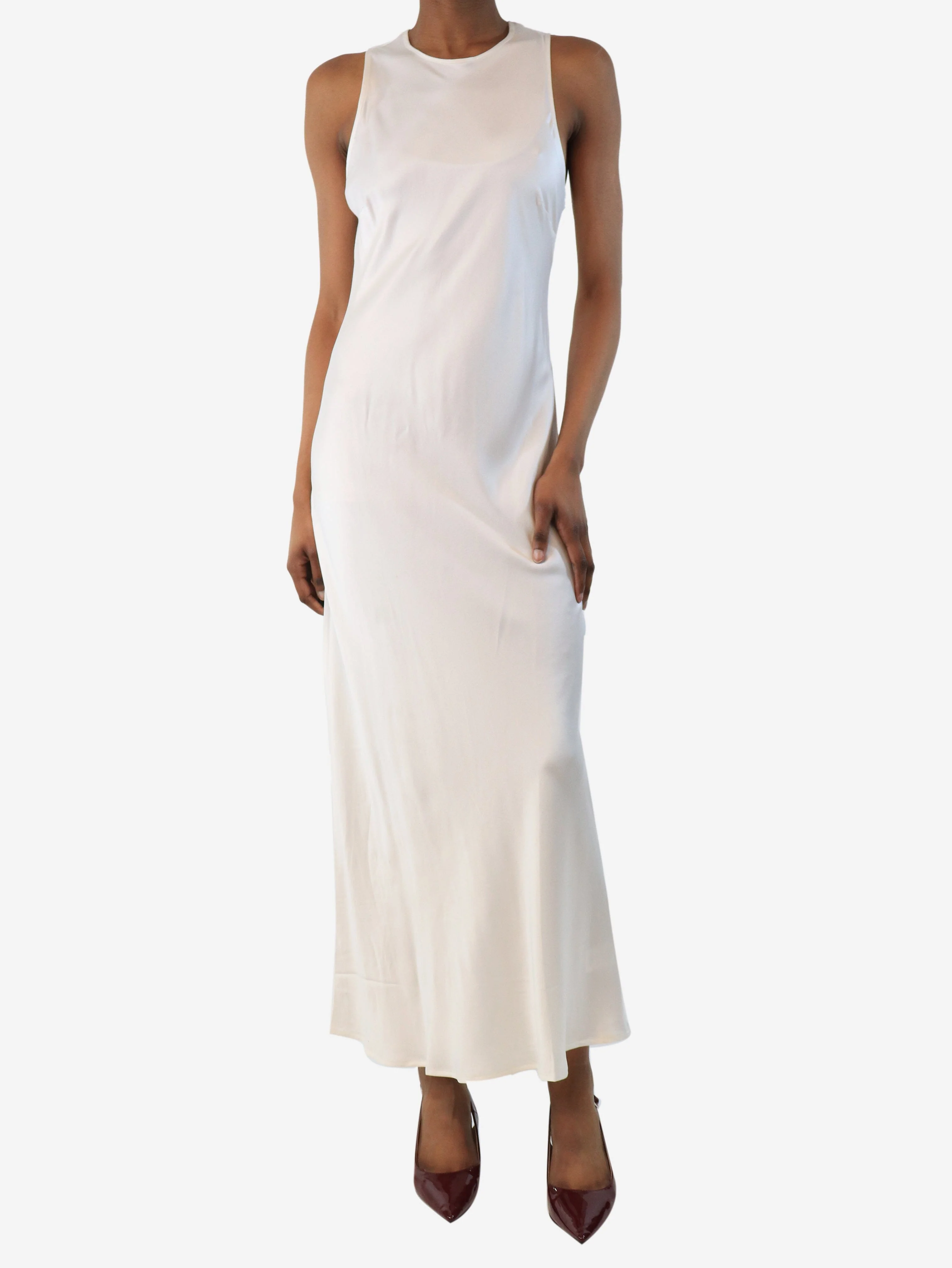 White silk sleeveless maxi dress - size S - Image 3